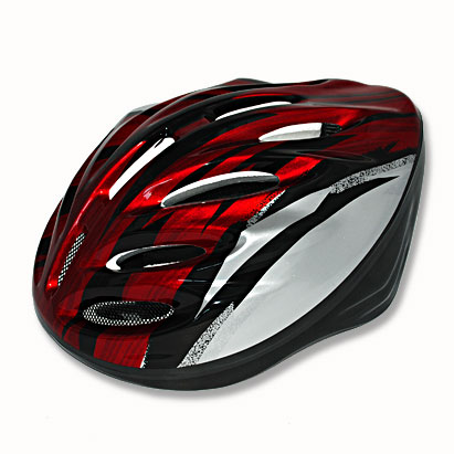  Fahrradhelm  rot-silber ...