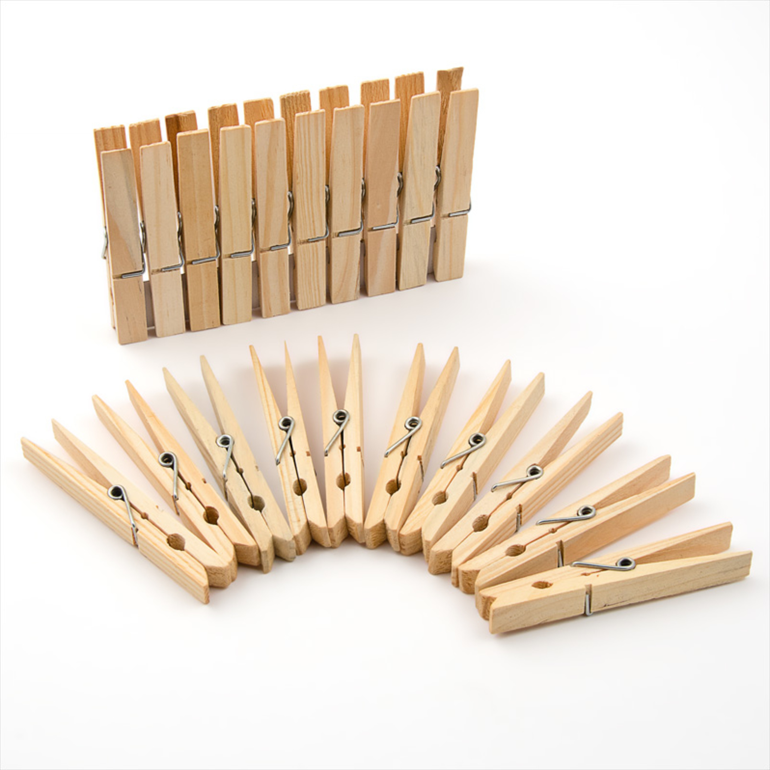 Holzklammern 20 Wäscheklammern Klammern groß Sockenklammern Holz Spiralfeder