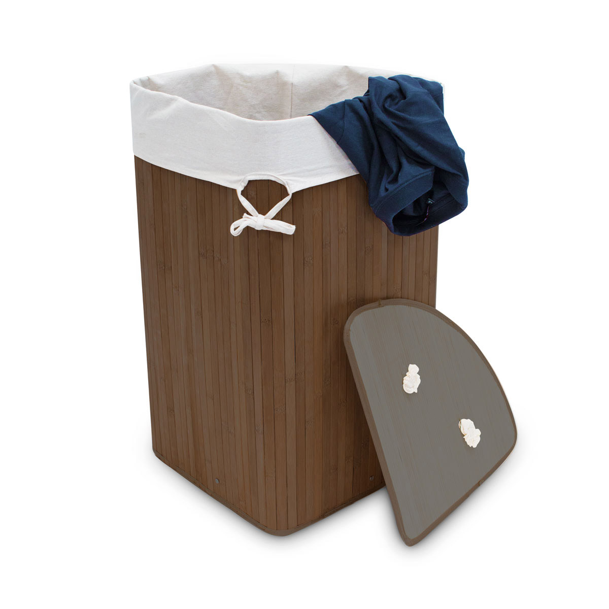 Eck-Wäschekorb Bambus faltbar 65cm hoch Wäschetruhe eckig 5 Farben Wäschebox