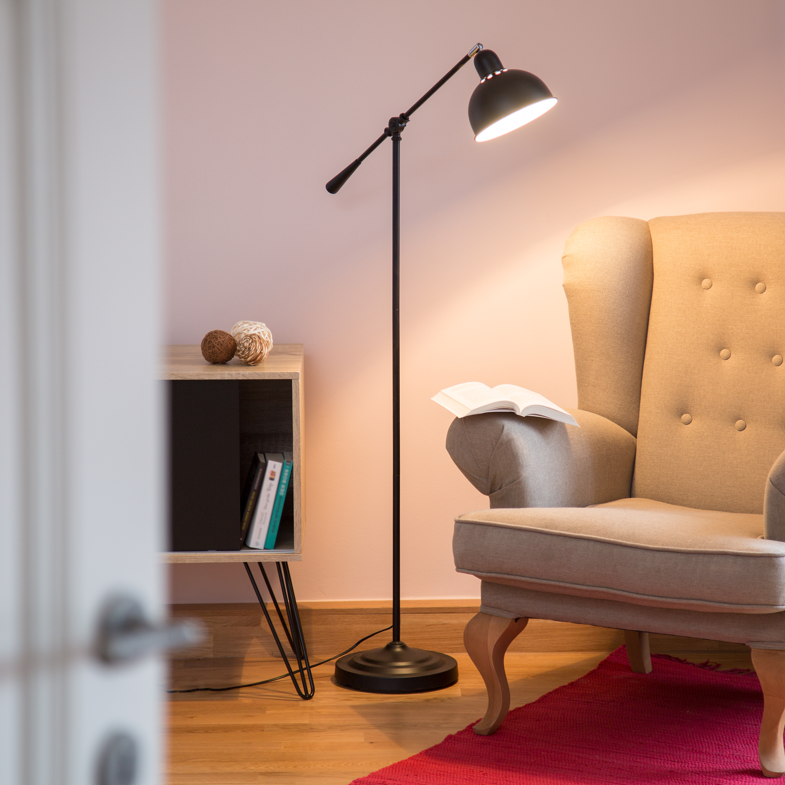 Gelenk-Stehlampe groß Retro Deckenfluter Schwenkarm Leselampe verstellbar