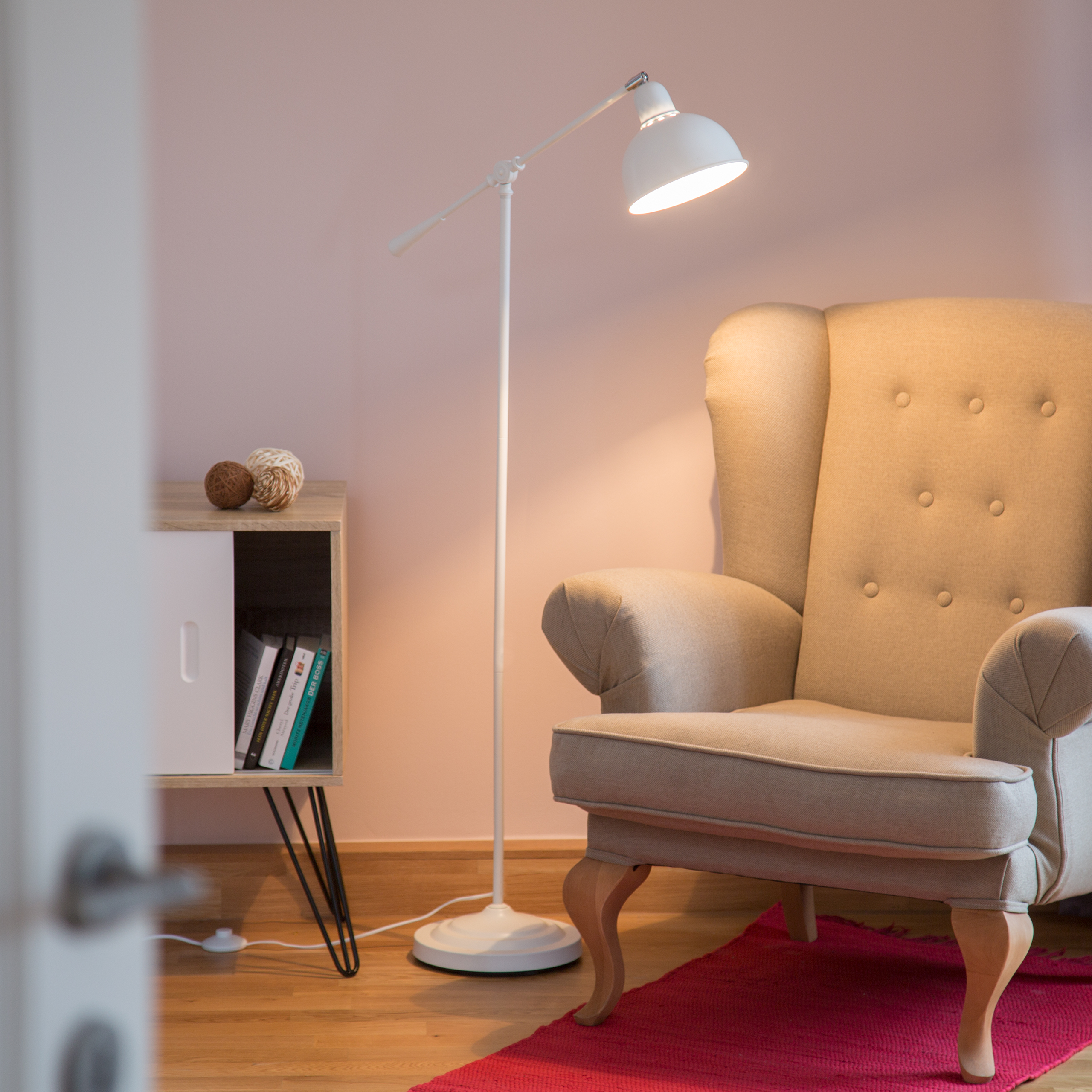Gelenk-Stehlampe groß Retro Deckenfluter Schwenkarm Leselampe verstellbar