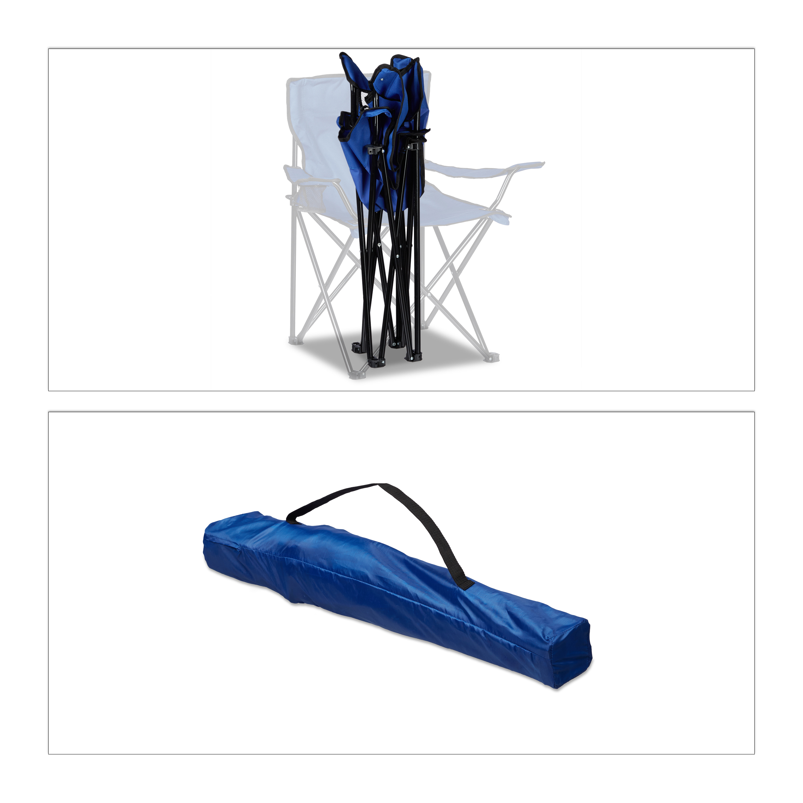 Relaxdays Chaise de camping 2er-set avec chacun un boissons support et accoudoirs