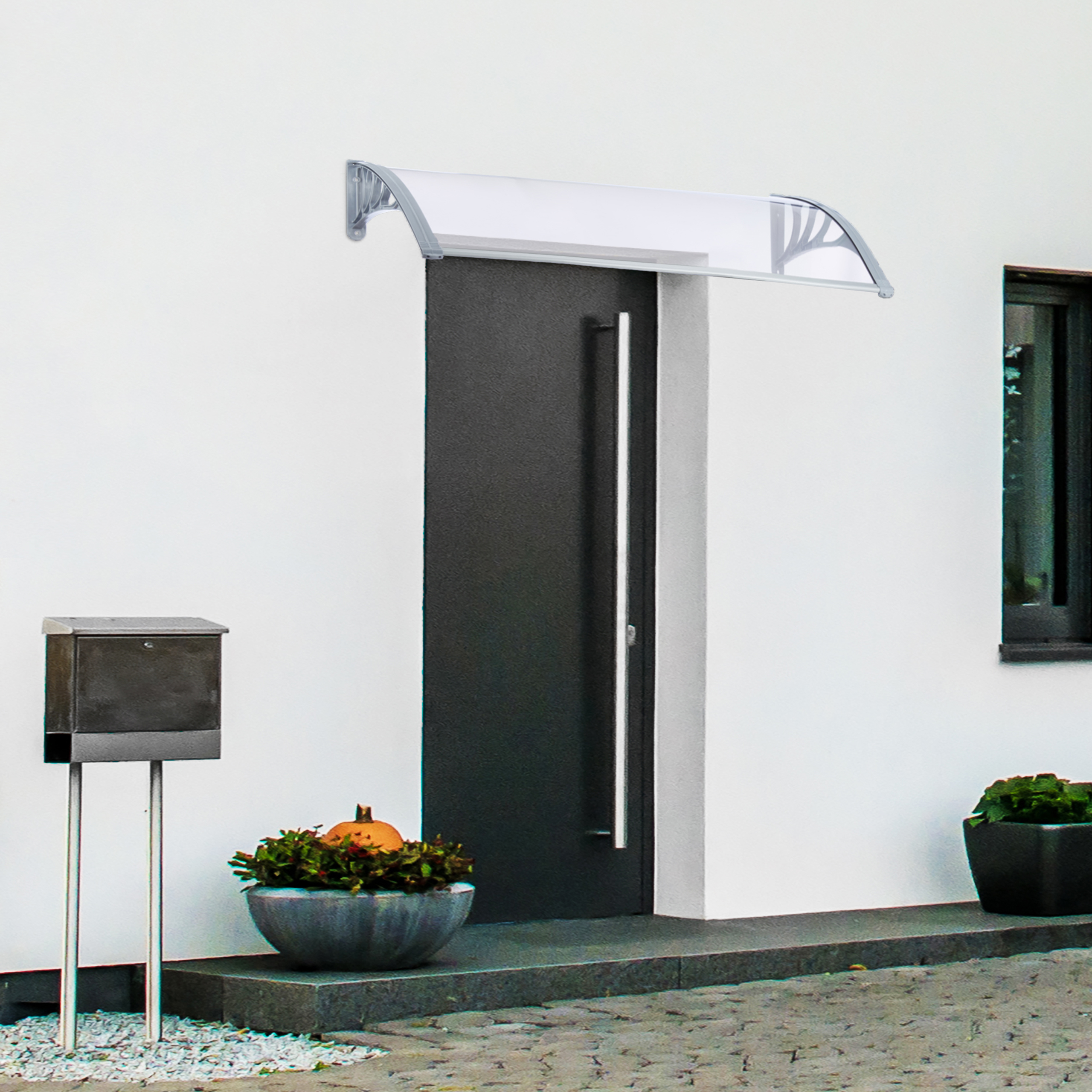 Vordach Haustür Pultvordach Überdachung transparent Haustürvordach PC Bogendach