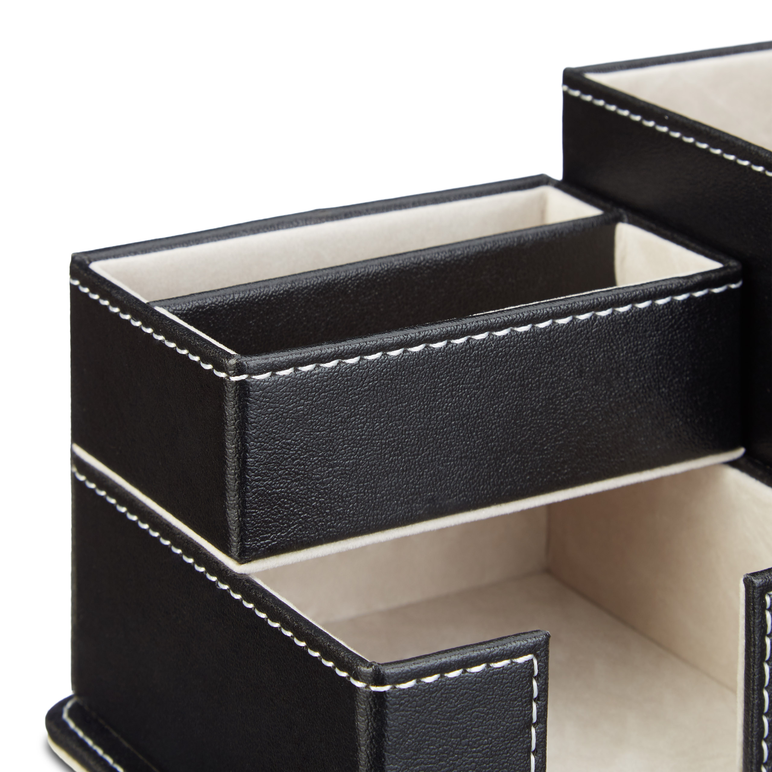 Stiftehalter Kunstleder Schreibtisch Organizer 4 Fächer Stiftbox Bürobedarf