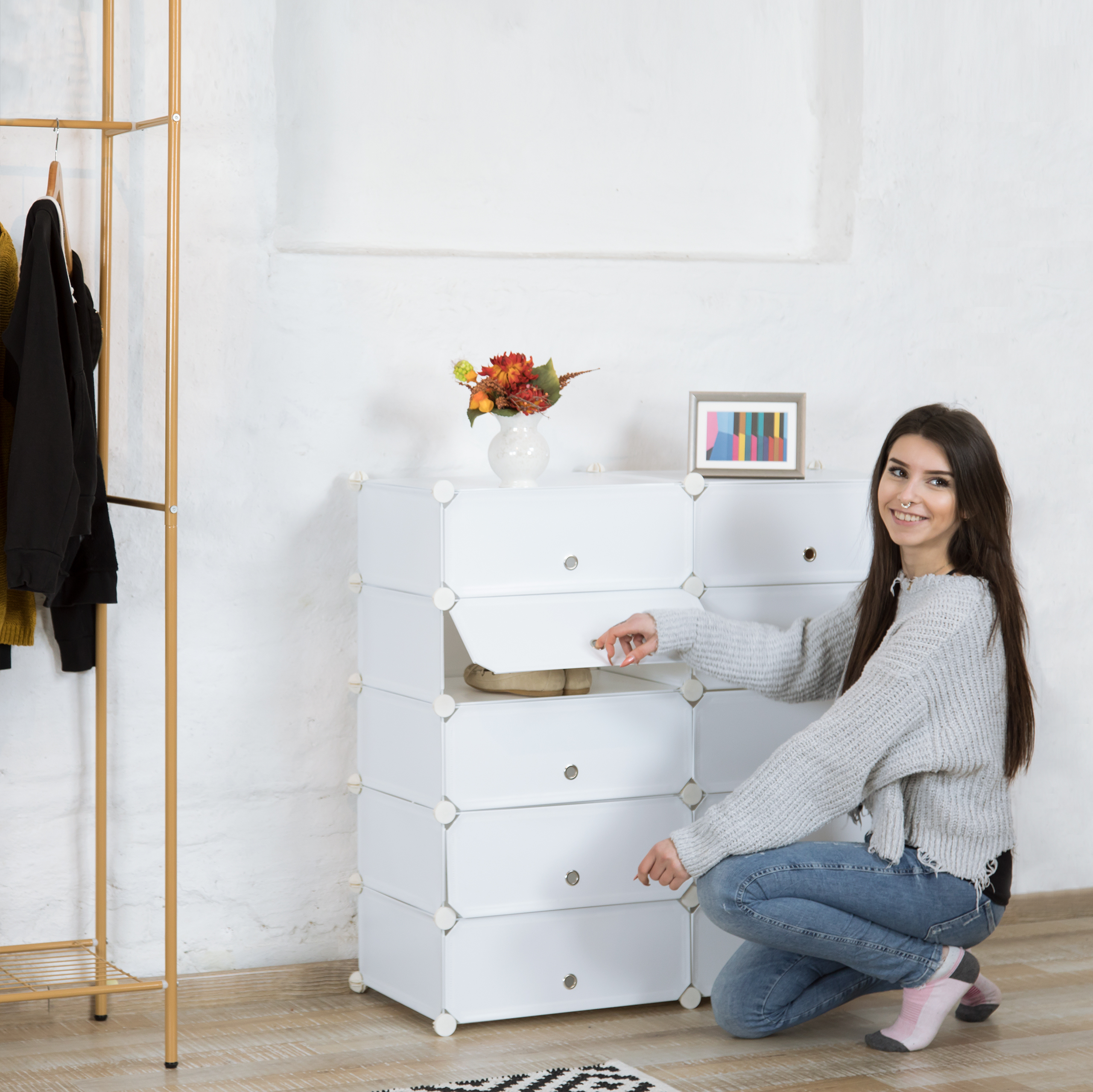 Schuhschrank Regalsystem Schuhregal Schuhaufbewahrung Steckregal Schuhablage DIY