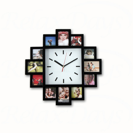  Wanduhr mit Bilderrahmen schwarz