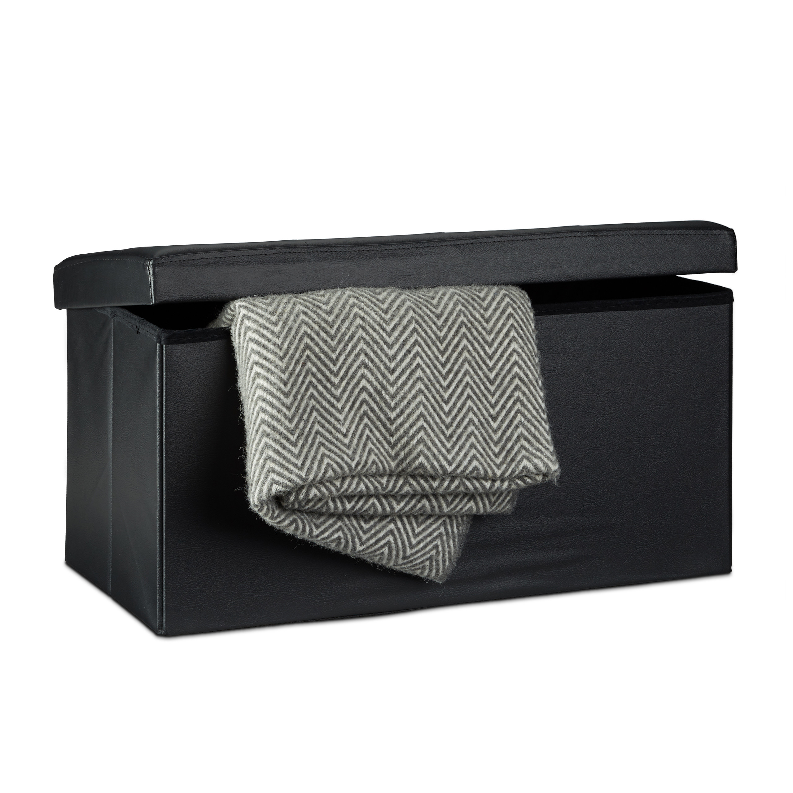 Faltbare Sitzbank mit Stauraum Kunstleder stabil 38x 76x 38 cm