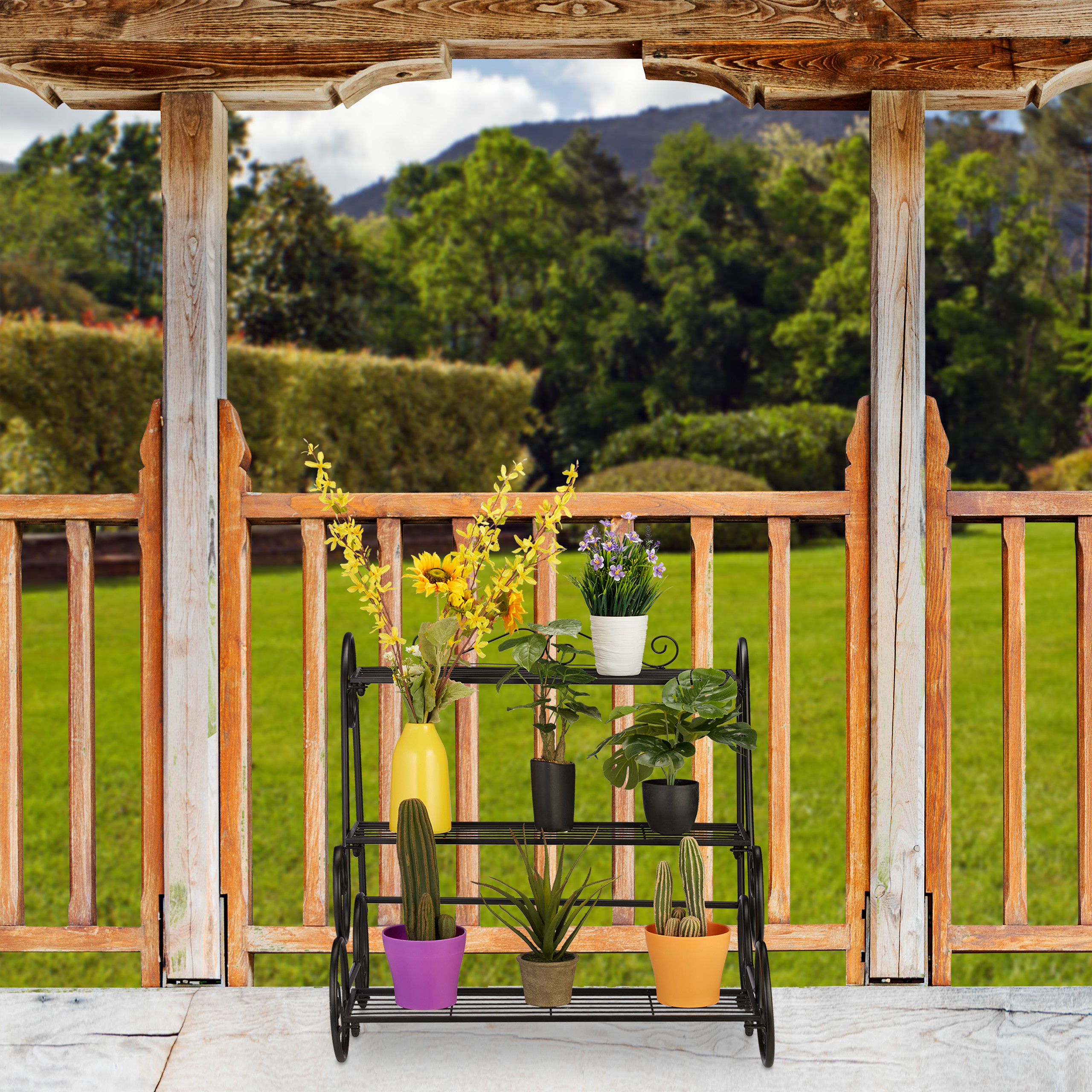 Escalera de flores flores metal soporte soporte para plantas flores estante maceta estante