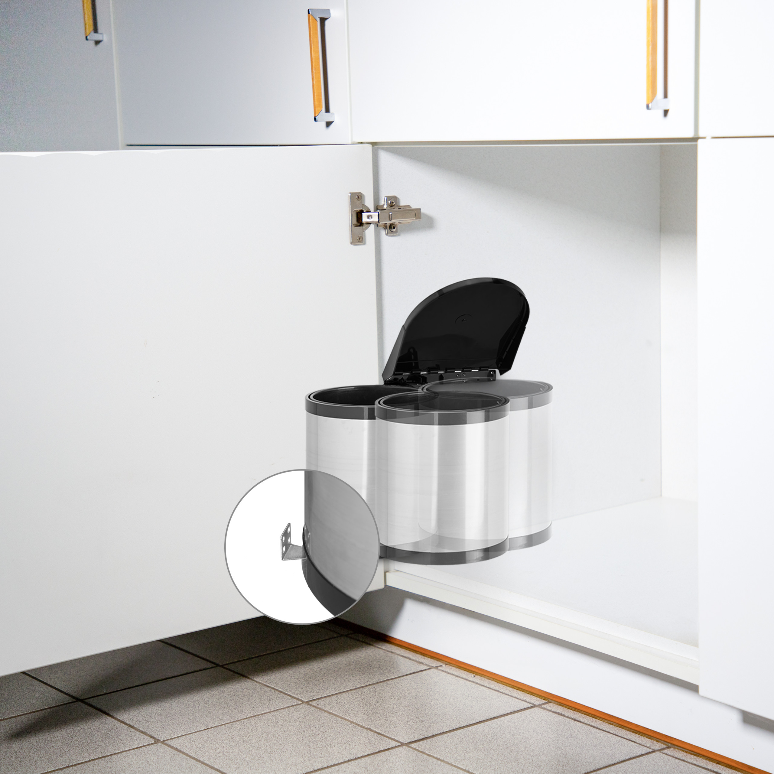 Einbaumülleimer rund Abfalleimer Schrank Mülleimer Edelstahl Einbaueimer silber