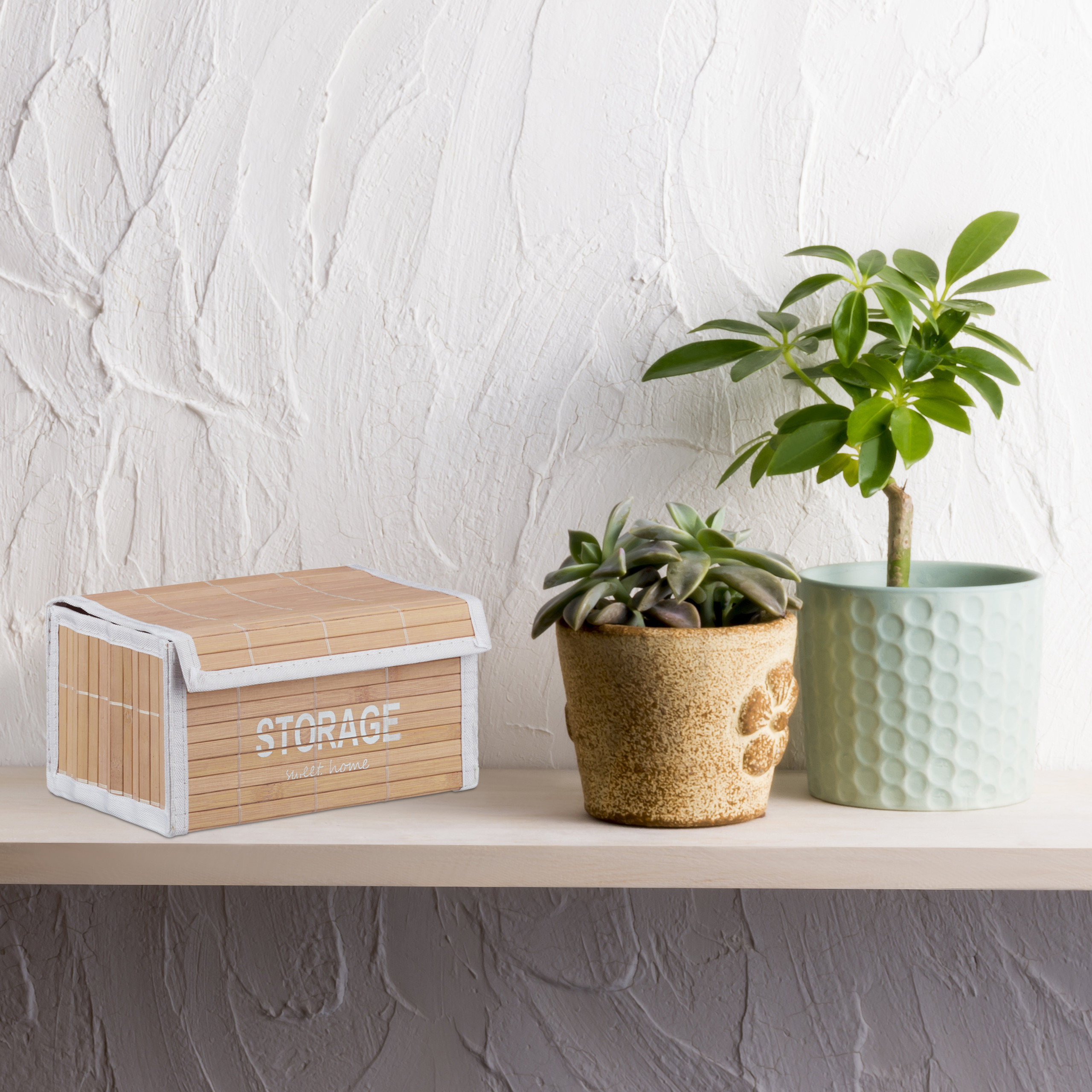 Aufbewahrungskorb Bambus 2er Set Regalkorb Dekokorb Deckel Vintage Bad