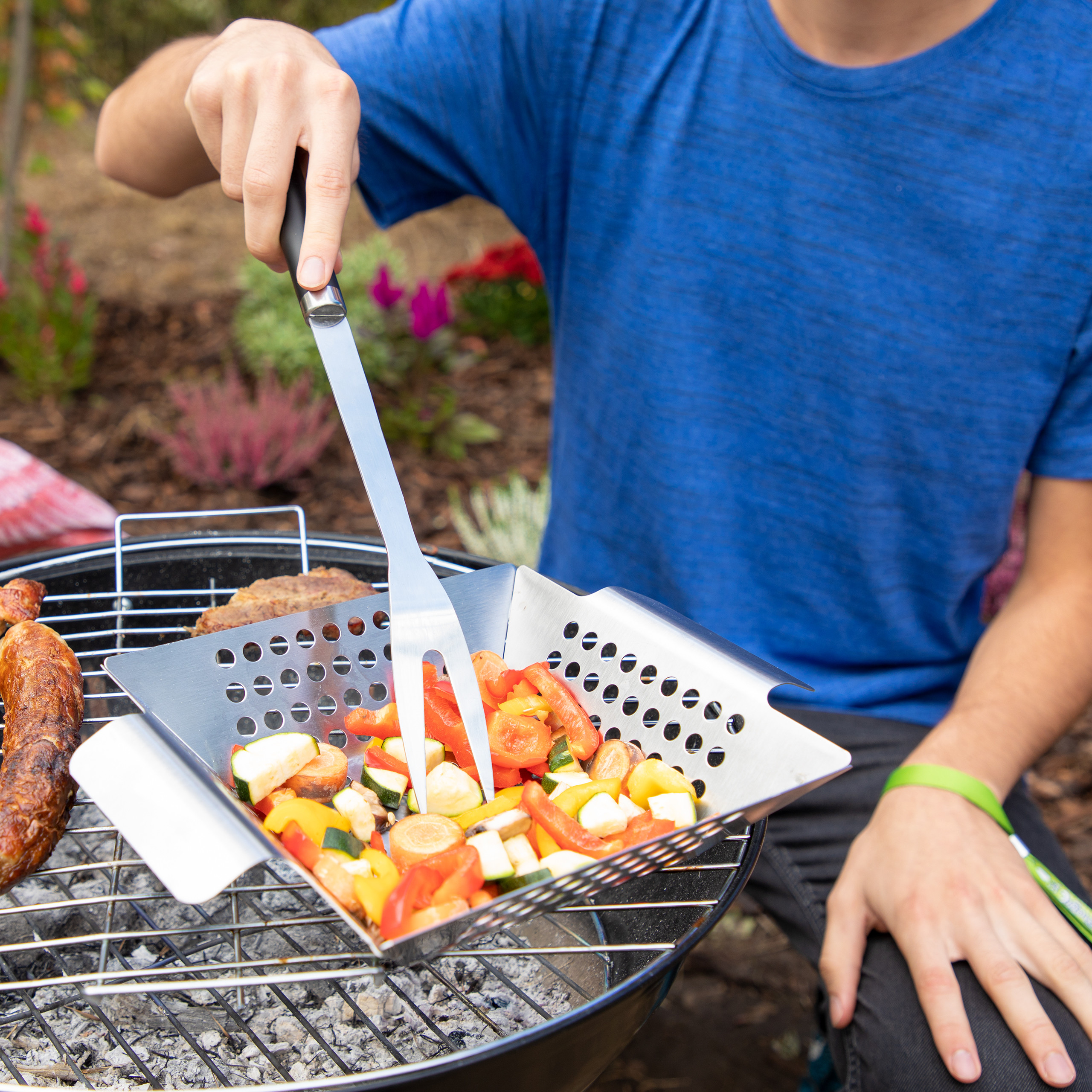 Grillkorb BBQ Grillschale Grillpfanne Gemüsekorb Gemüseschale Grillwok Edelstahl