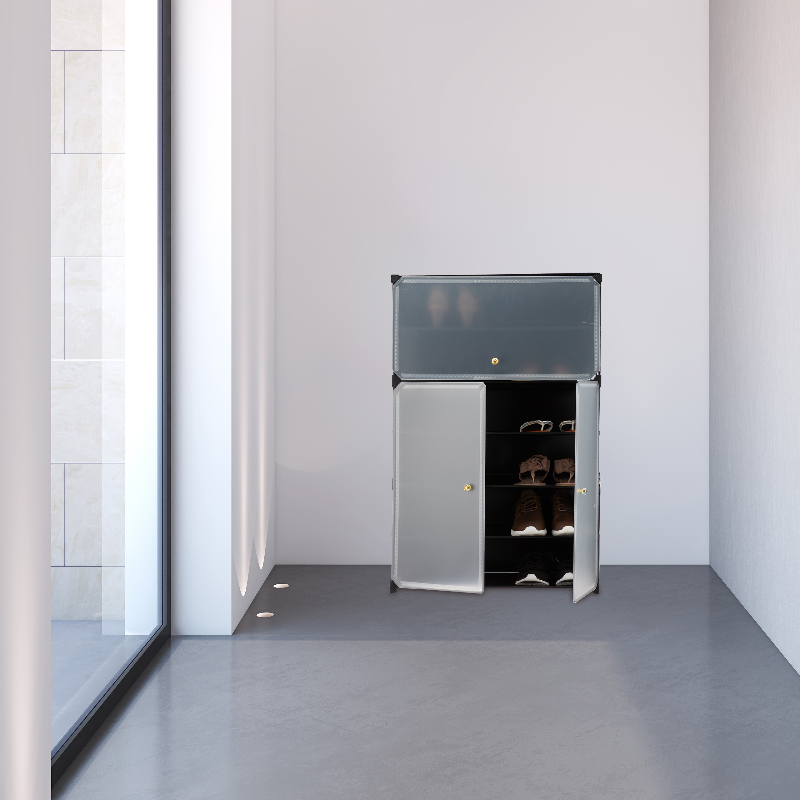 Schuhschrank Kunststoff XXL Steckregal 24 Paar Schuhregal Regalsystem 6 Fächer