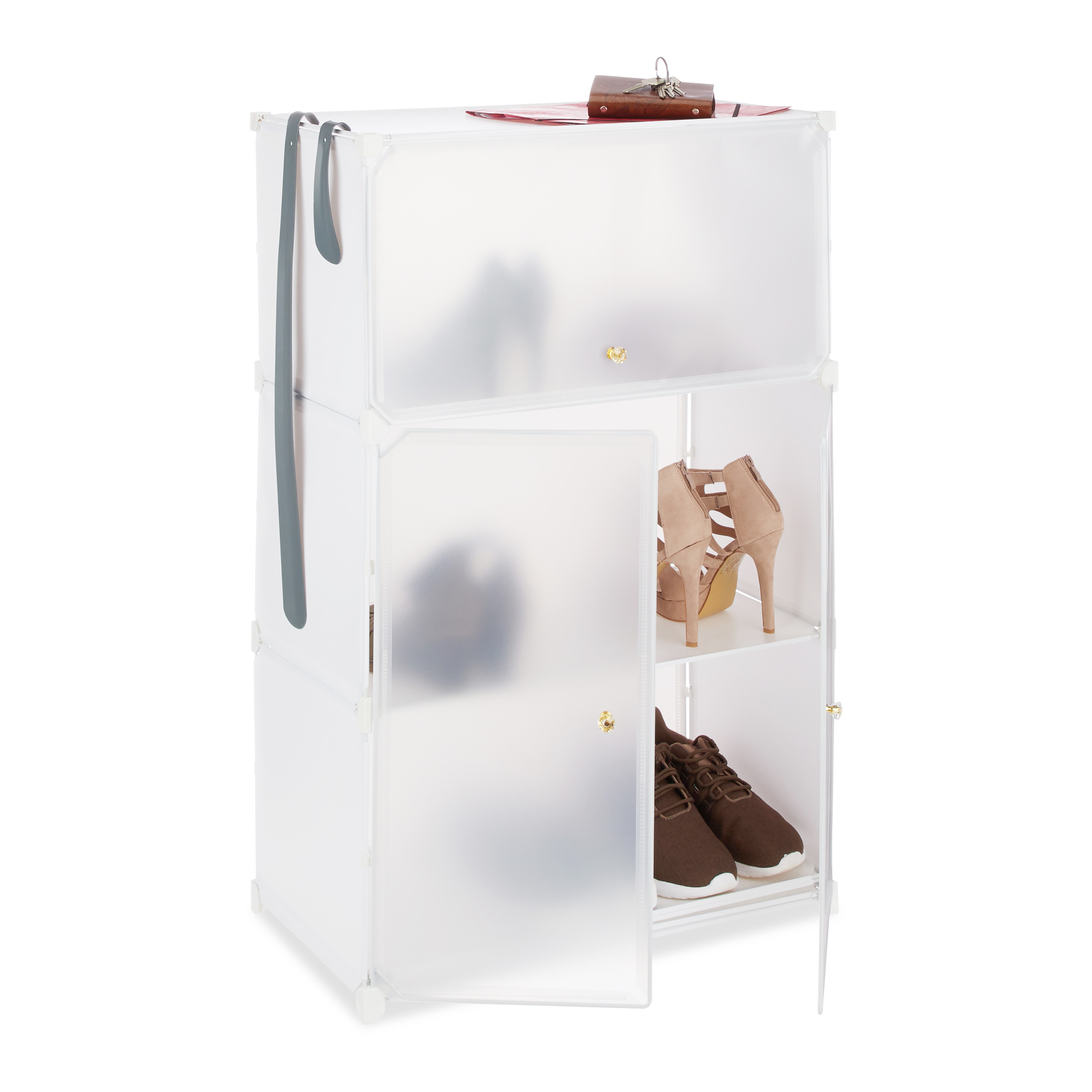 Schuhschrank Kunststoff XXL Steckregal 24 Paar Schuhregal Regalsystem 6 Fächer