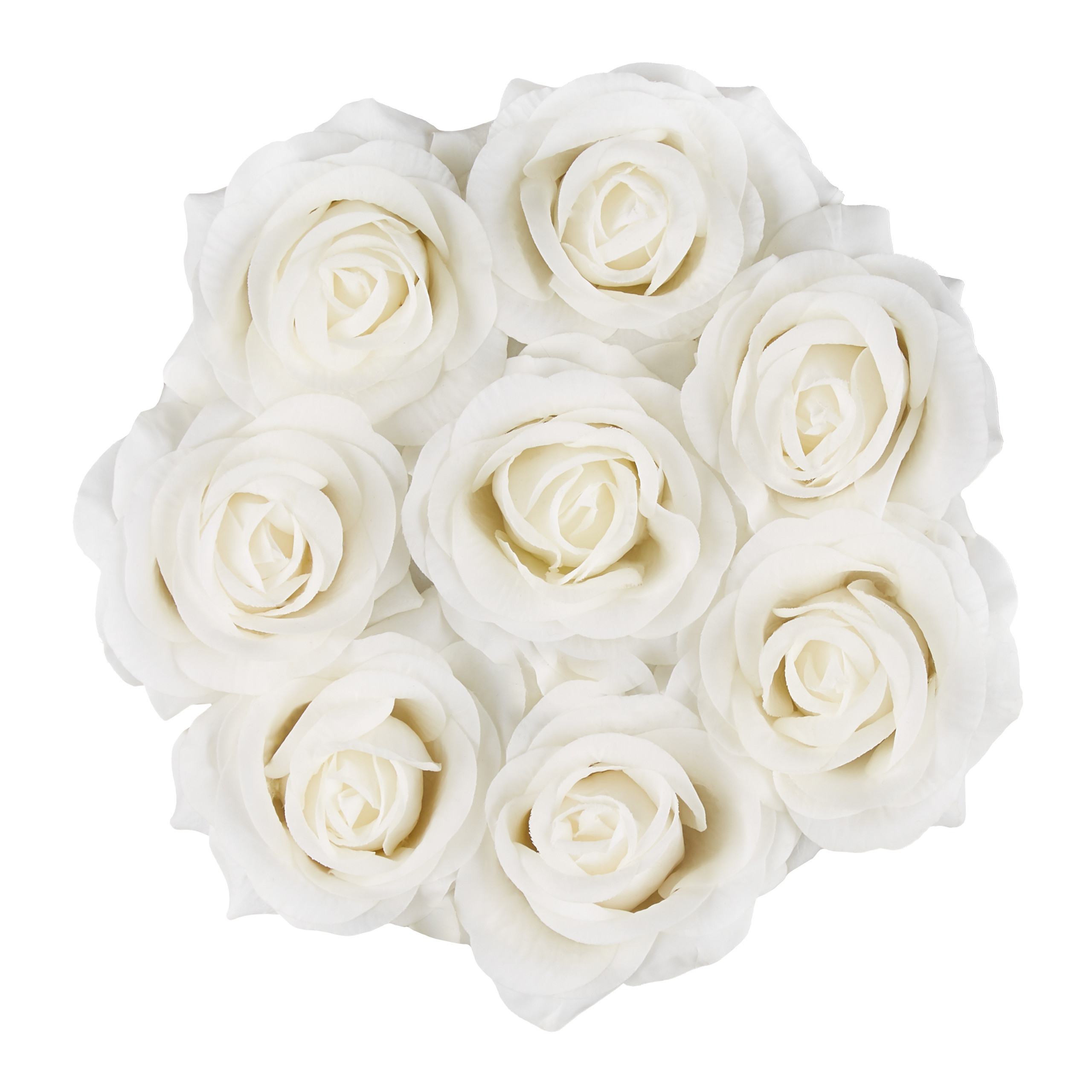 Künstliche Rosen Dauerrosen Flowerbox rund Blumenbox weiß Rosenbox 8 Rosen