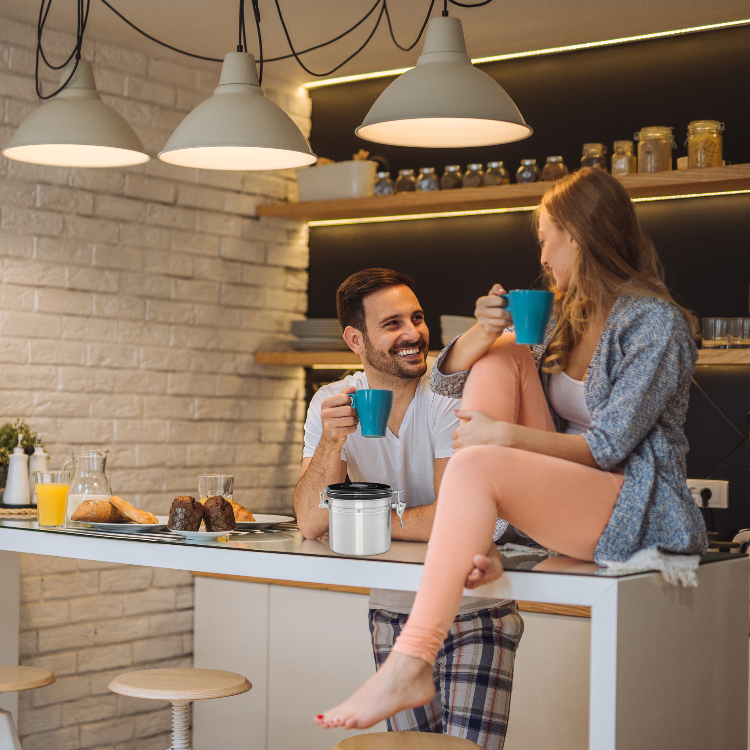 Kaffeedose silber Aromadose Kaffeebehälter Vakuumdose Kaffeepulverdose luftdicht