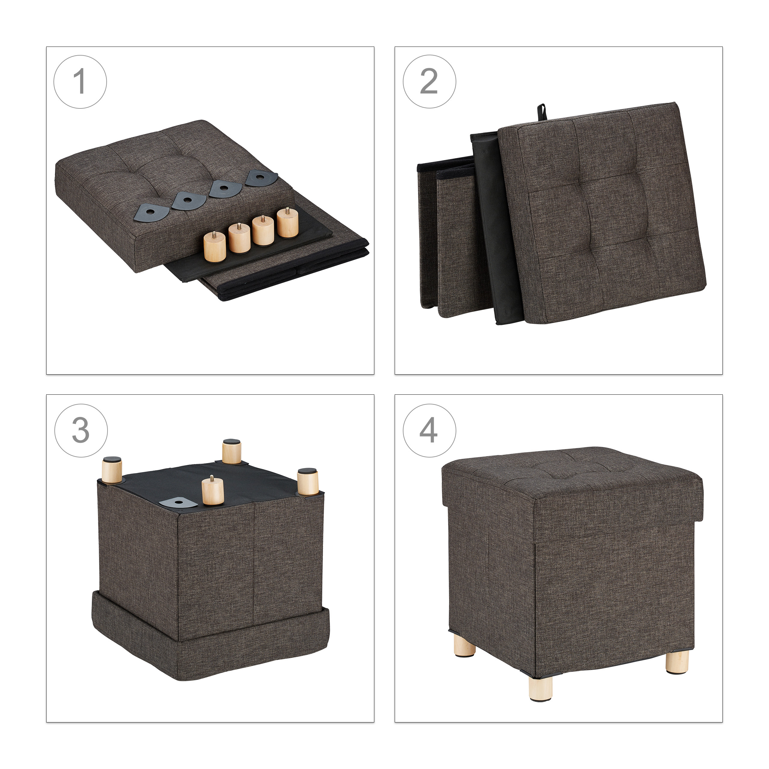 Stauhocker Polsterhocker Sitzhocker mit Stauraum Sitzwürfel Hocker Fusshocker