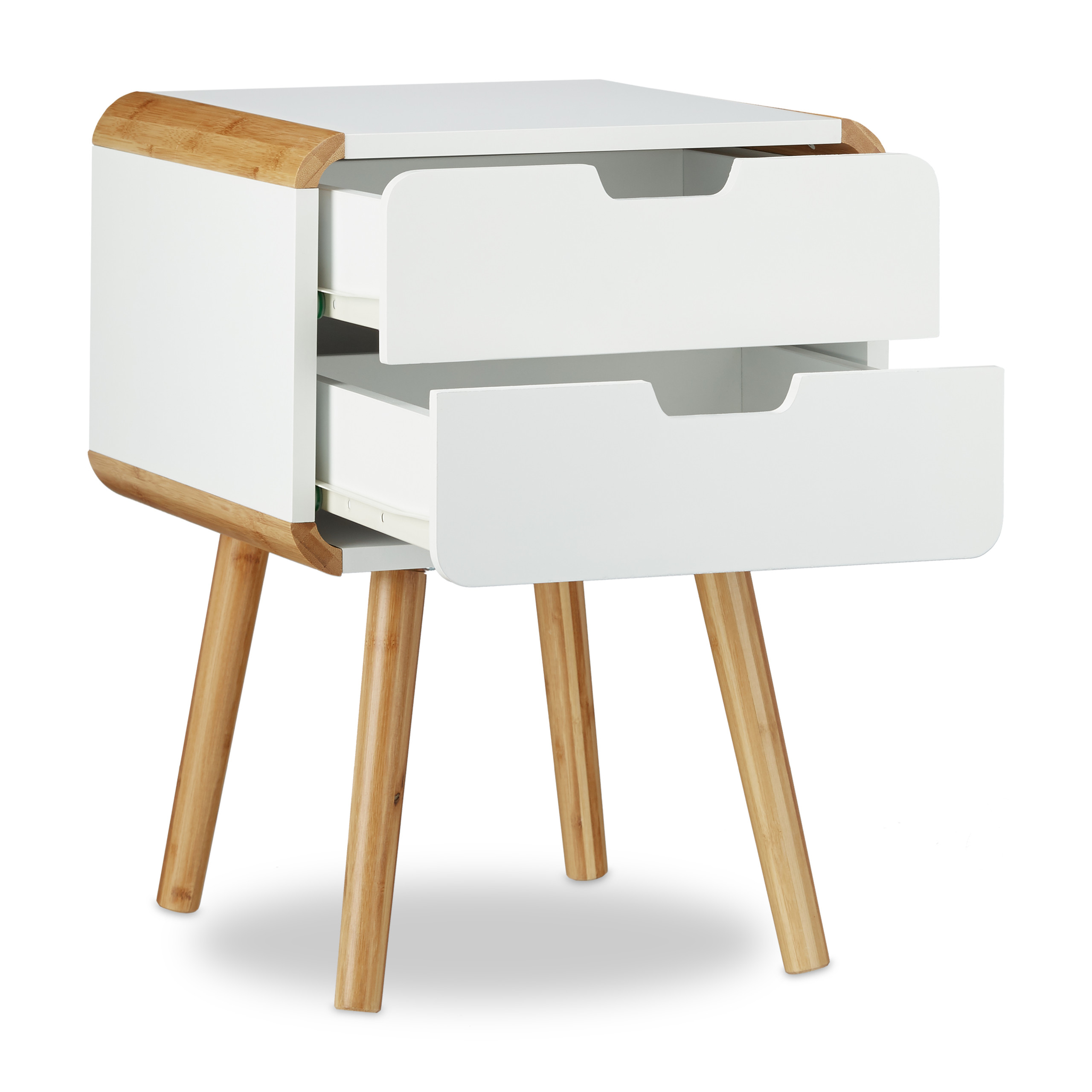 weiß Schlafzimmer Kommode Nachttisch 2 Schubladen Holz Nachtschrank Retro