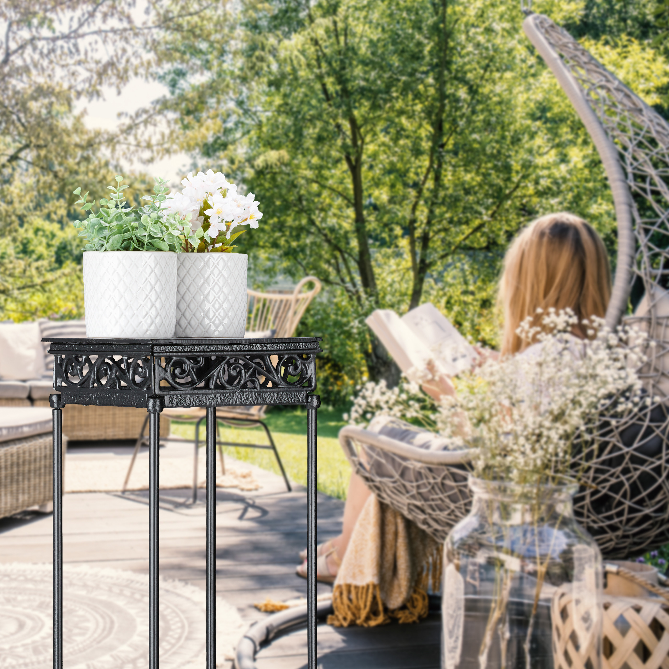 pflanzhocker Fleurs Tabouret en fonte fleurs cadre ancien support de fleurs Jardin