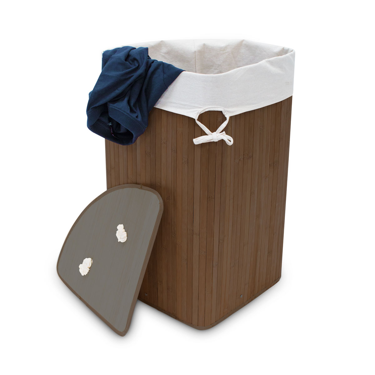 Eck-Wäschekorb Bambus faltbar 65cm hoch Wäschetruhe eckig 5 Farben Wäschebox