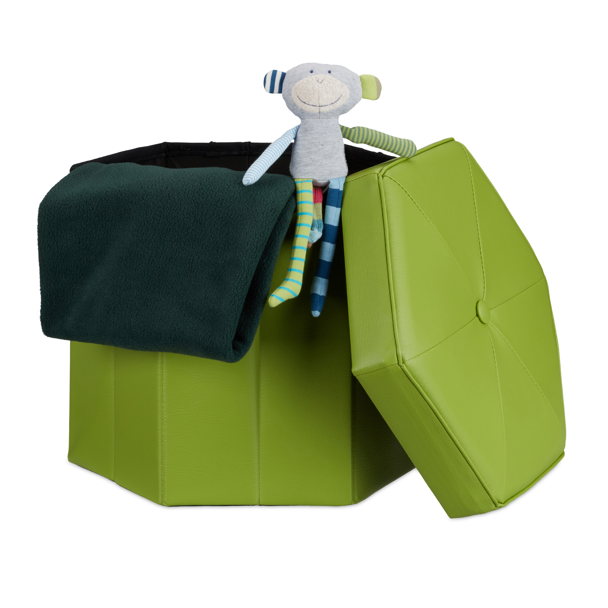 Faltbarer Sitzhocker Kunstleder Sitzwürfel Aufbewahrung Hocker Leder