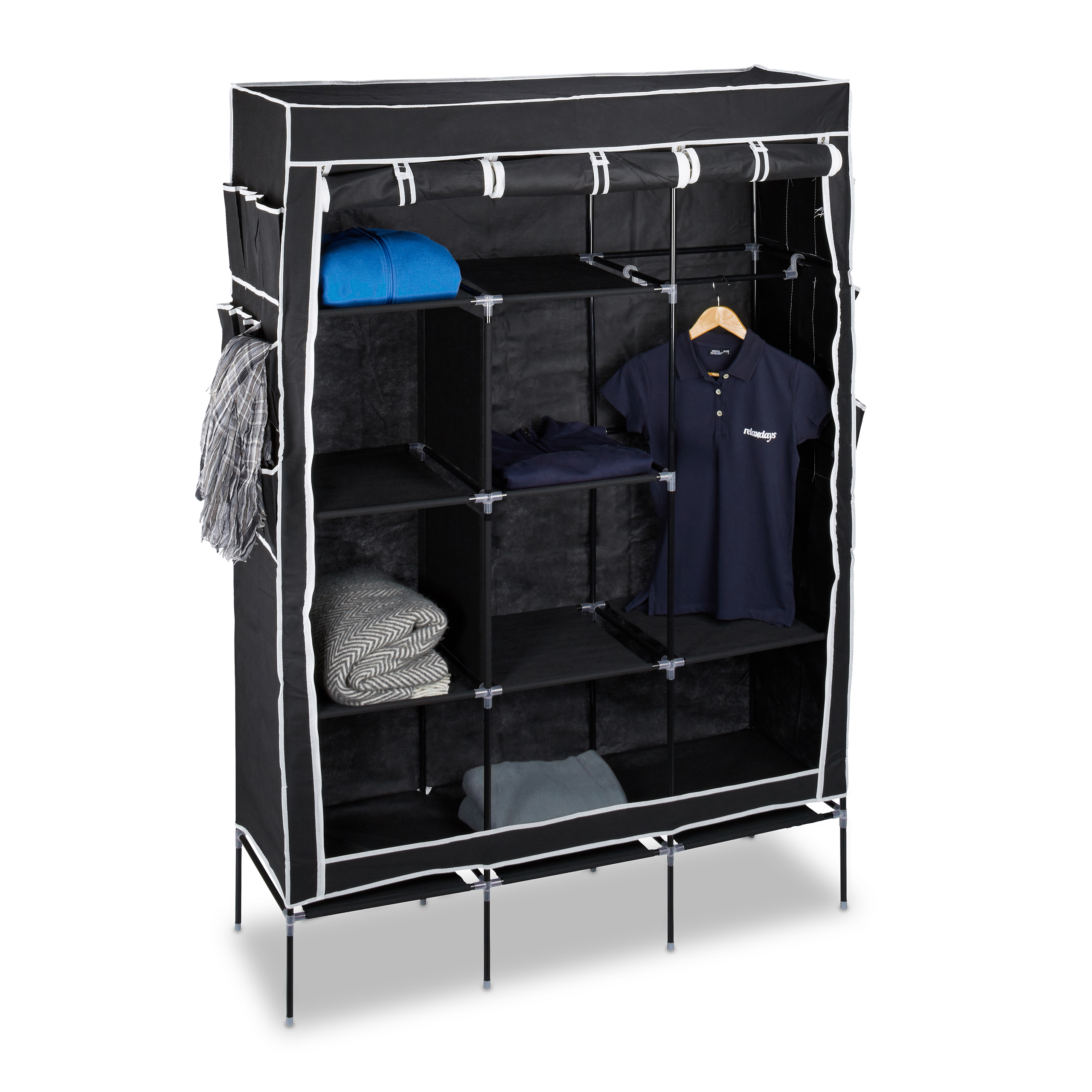 Faltschrank, Stoff 10 Fächer, als Kleiderschrank, Wäscheschrank