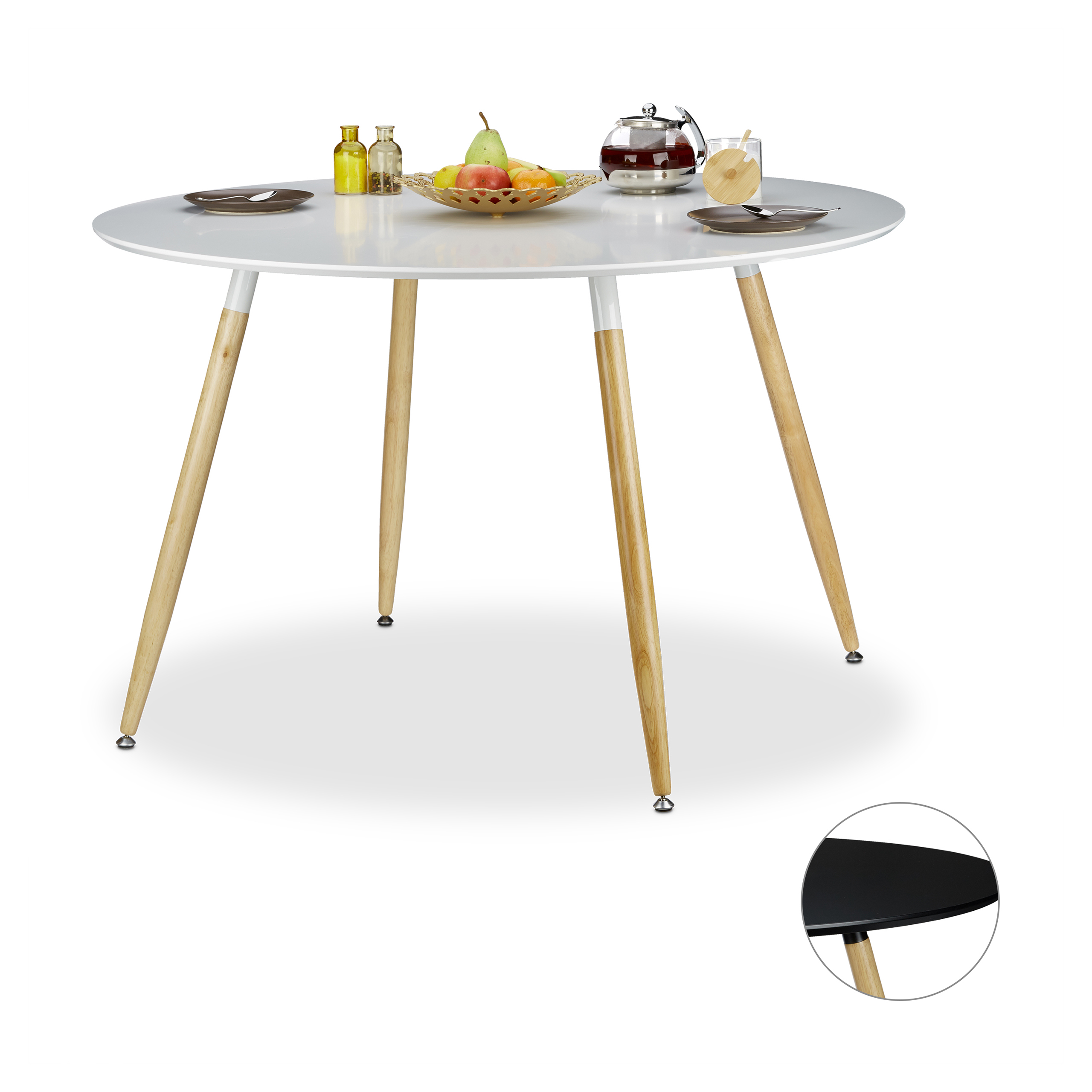 Runder Esstisch Tisch Holztisch Esszimmertisch nordisch groß schwarz