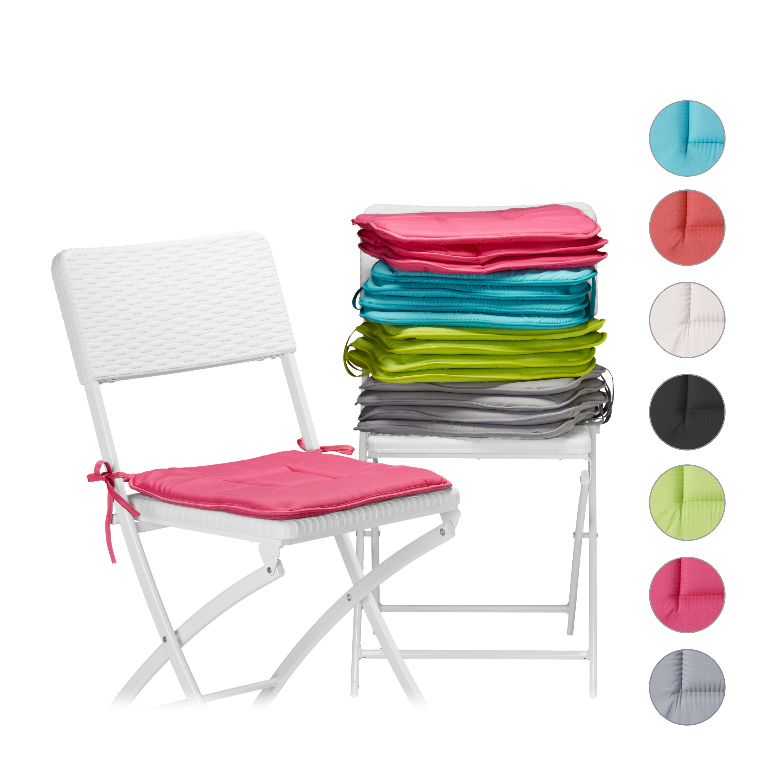 Stuhlkissen 4er Set waschbar bunte Sitzkissen und Stuhlauflagen 40x40