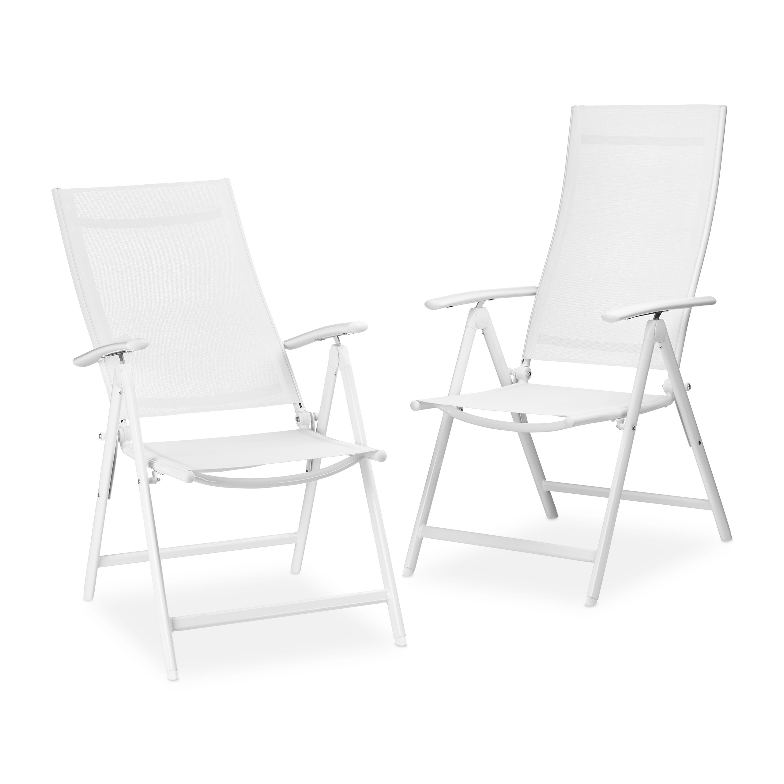 Gartenstuhl Alu klappbar 2er Set, Weiß, mit Lehne verstellbar Balkon