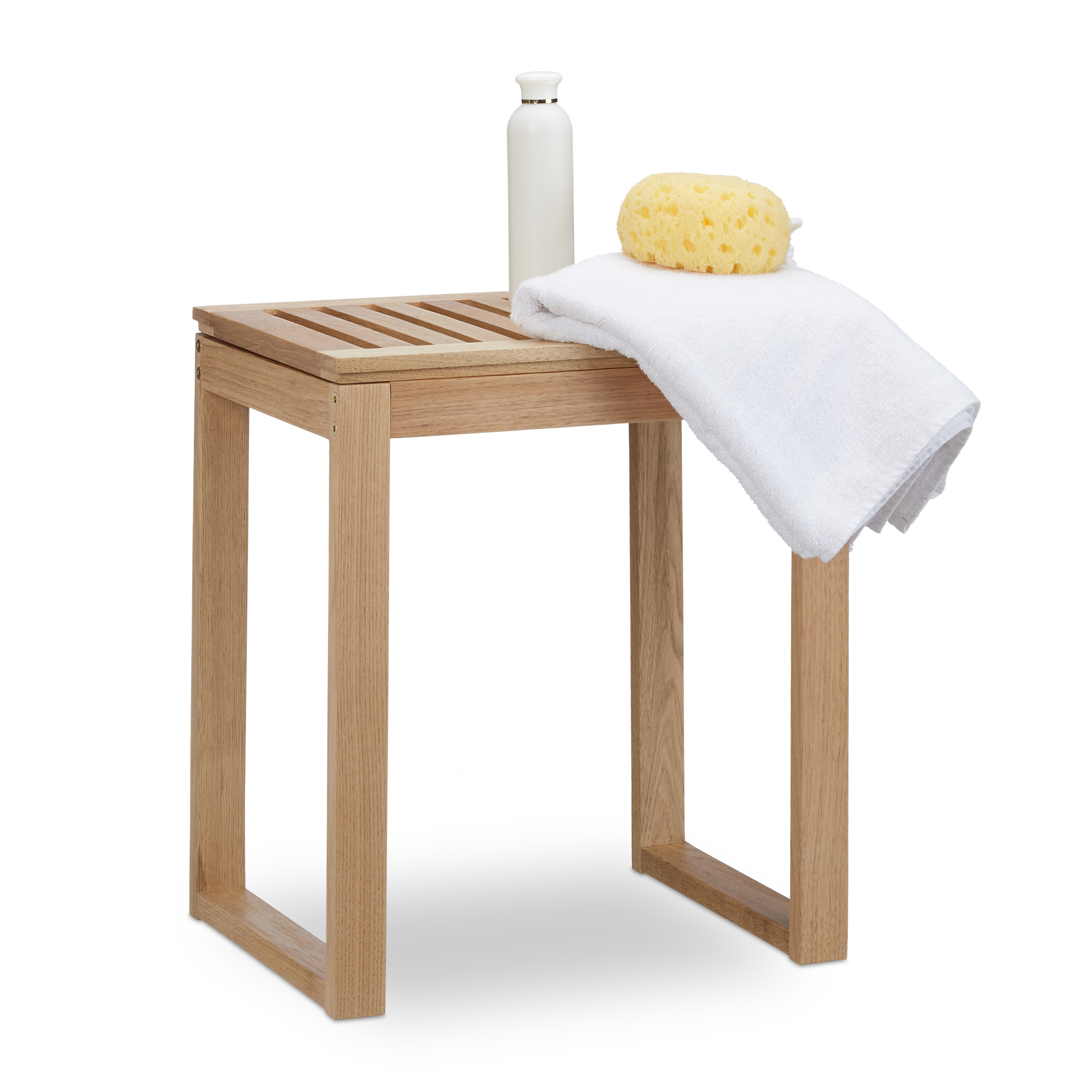 Badhocker Holz, Sitzhocker, Badschemel, Arbeitshocker, Badezimmerhocker
