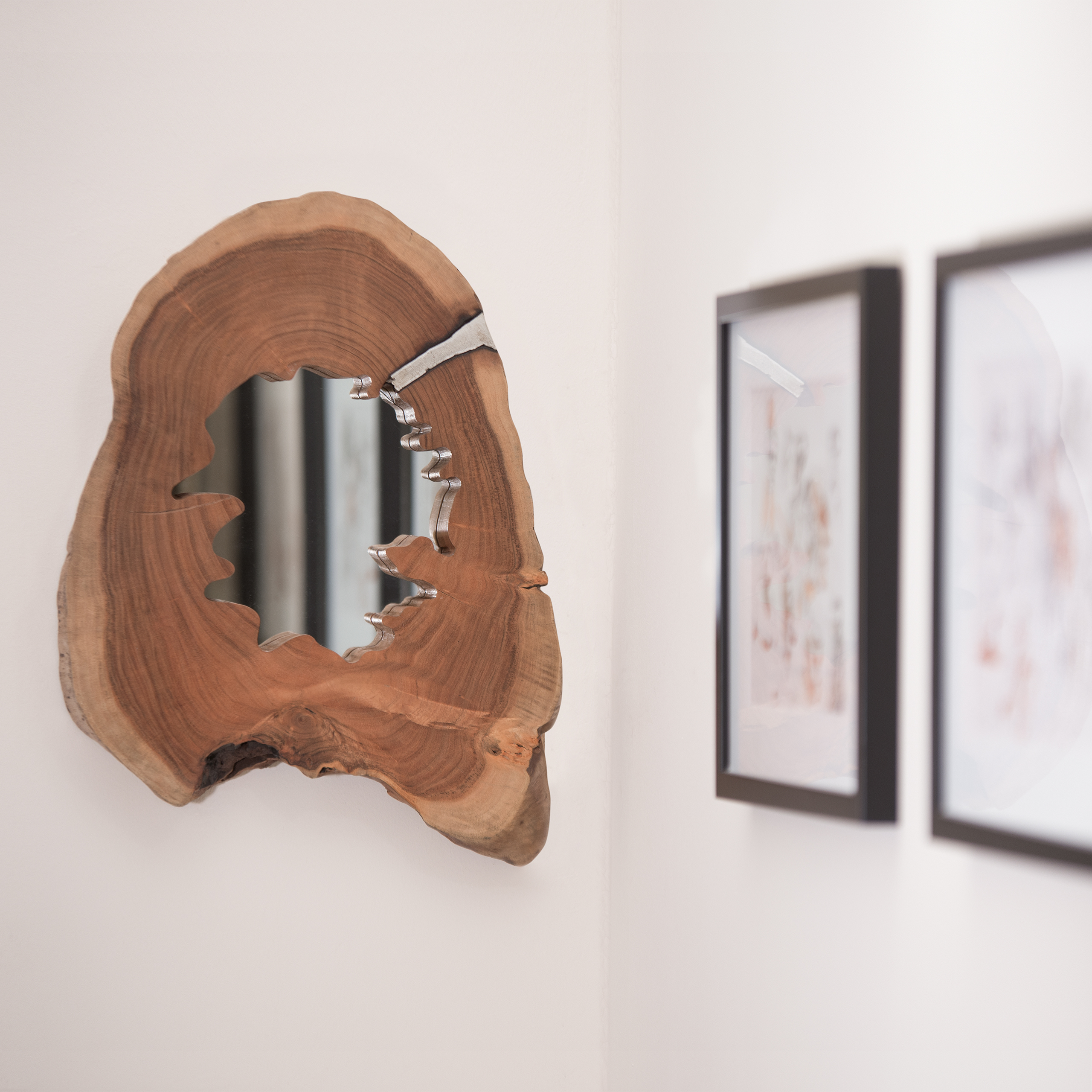 Holzspiegel rustikal Baumscheibe Wandspiegel Holzscheibe Dekospiegel