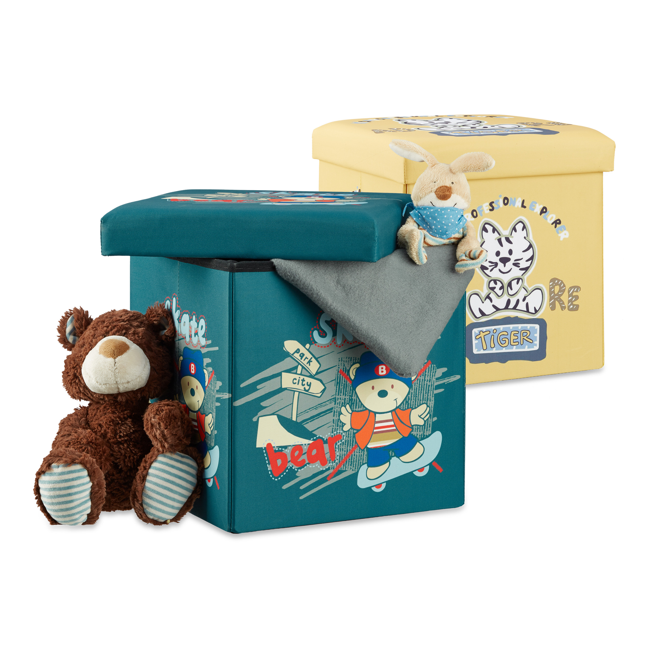 Sitzhocker für Kinder faltbar mit Stauraum Aufbewahrungsbox Sitztruhe