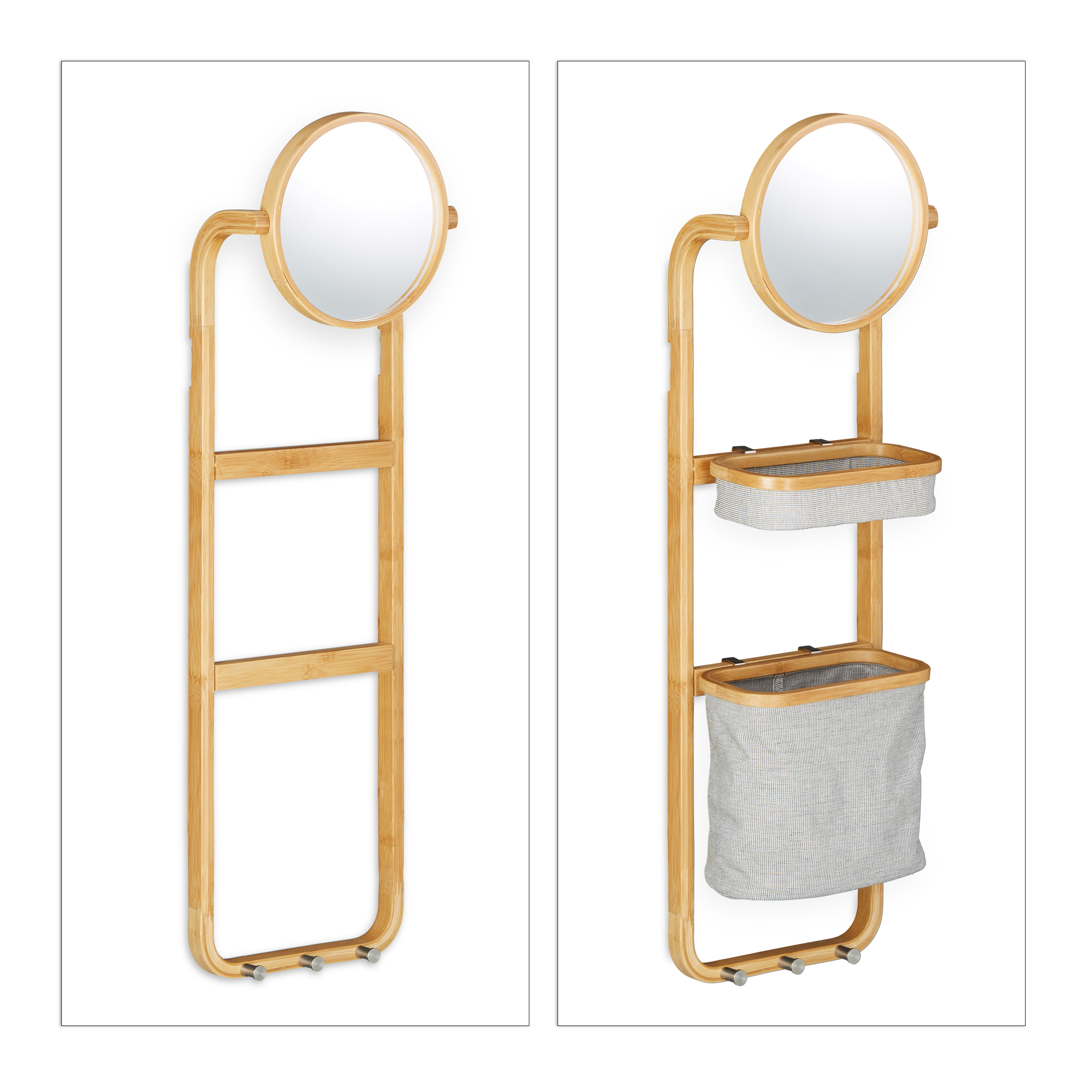 Bambus Badablage, Badregal hängend, Hängekörbe mit Spiegel, Hakenleiste