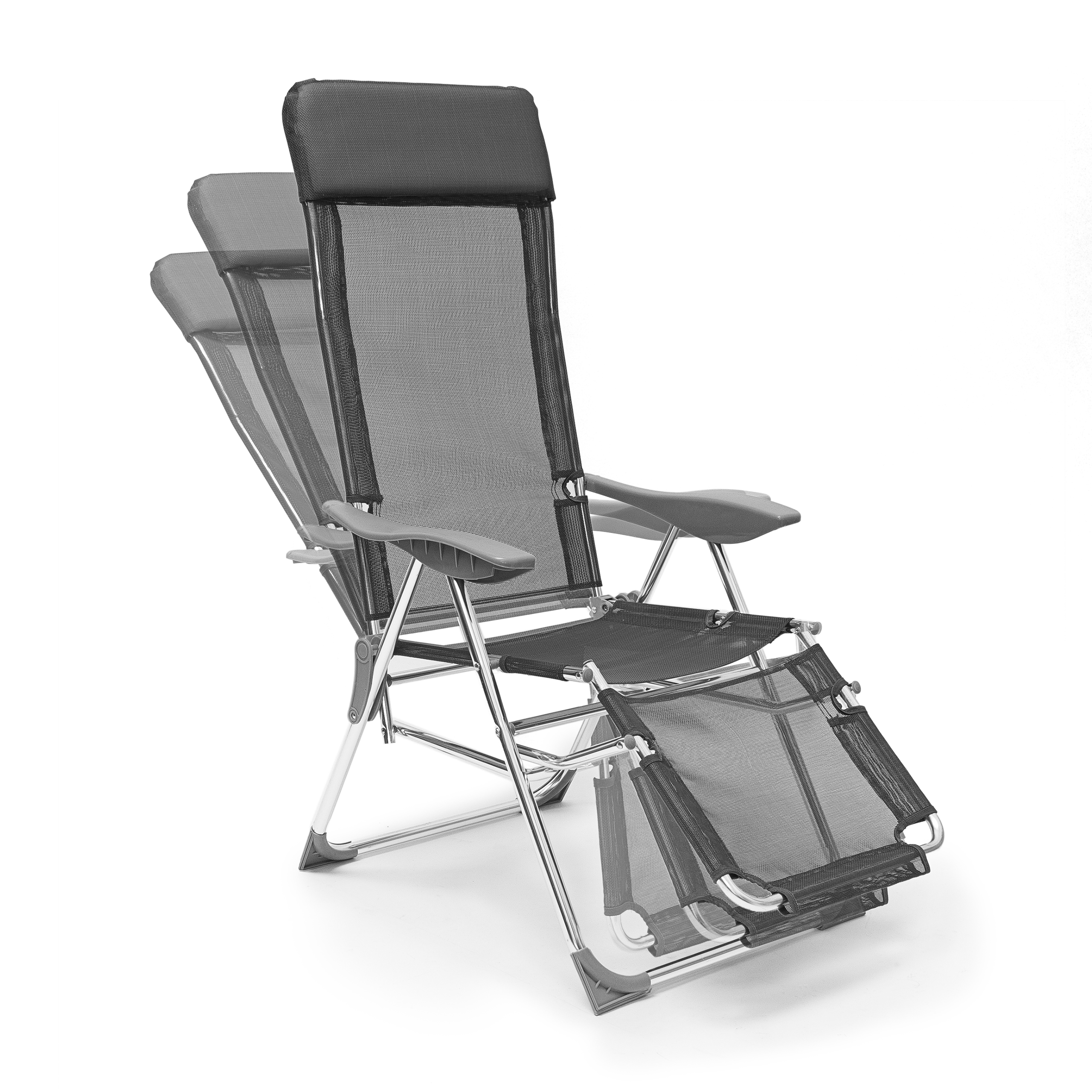 2 x Liegestuhl im Set, 3-fach verstellbar, Klappstuhl mit Armlehne