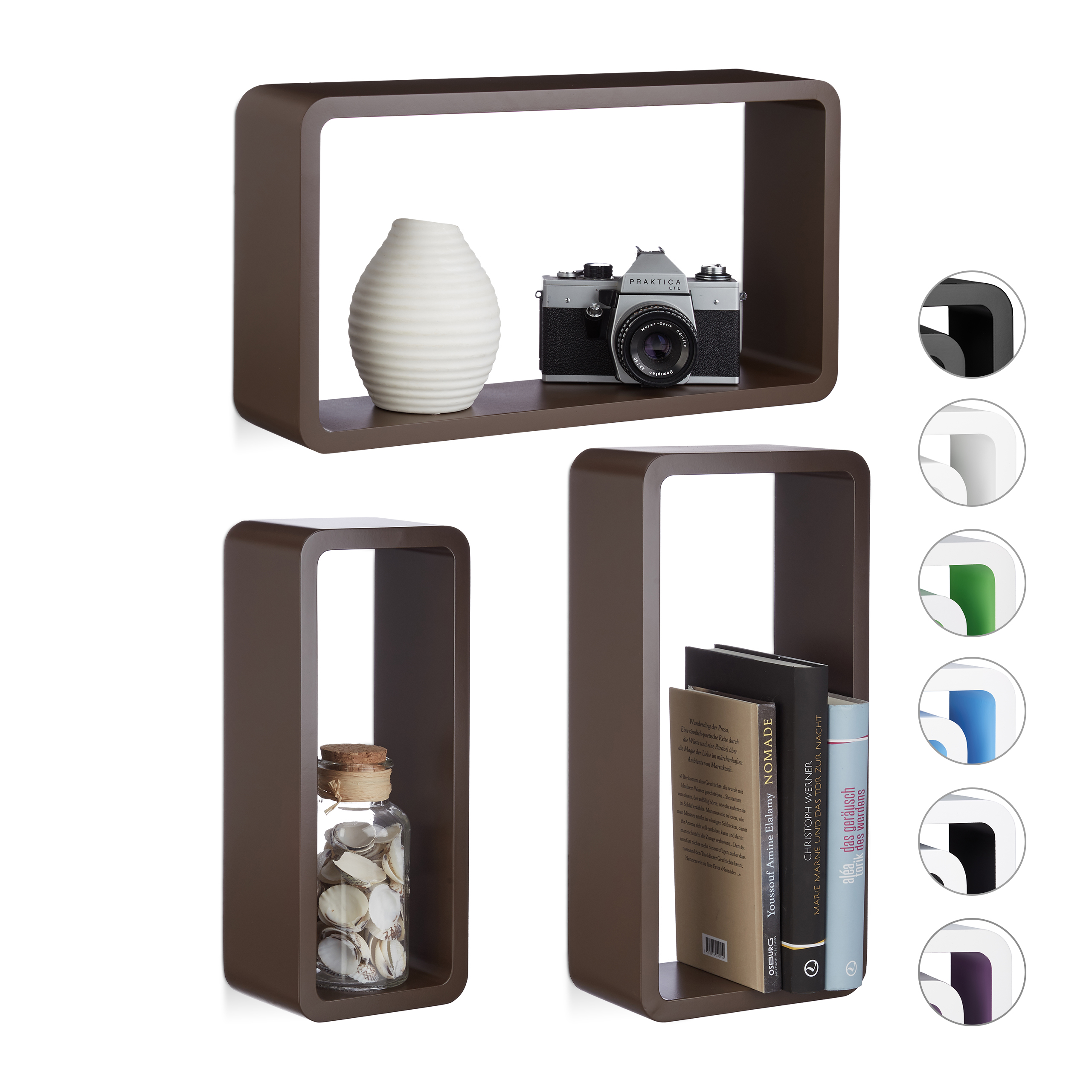 Schweberegal Set 3-teilig, Wandregal Befestigung, Dekoregal mehrfarbig