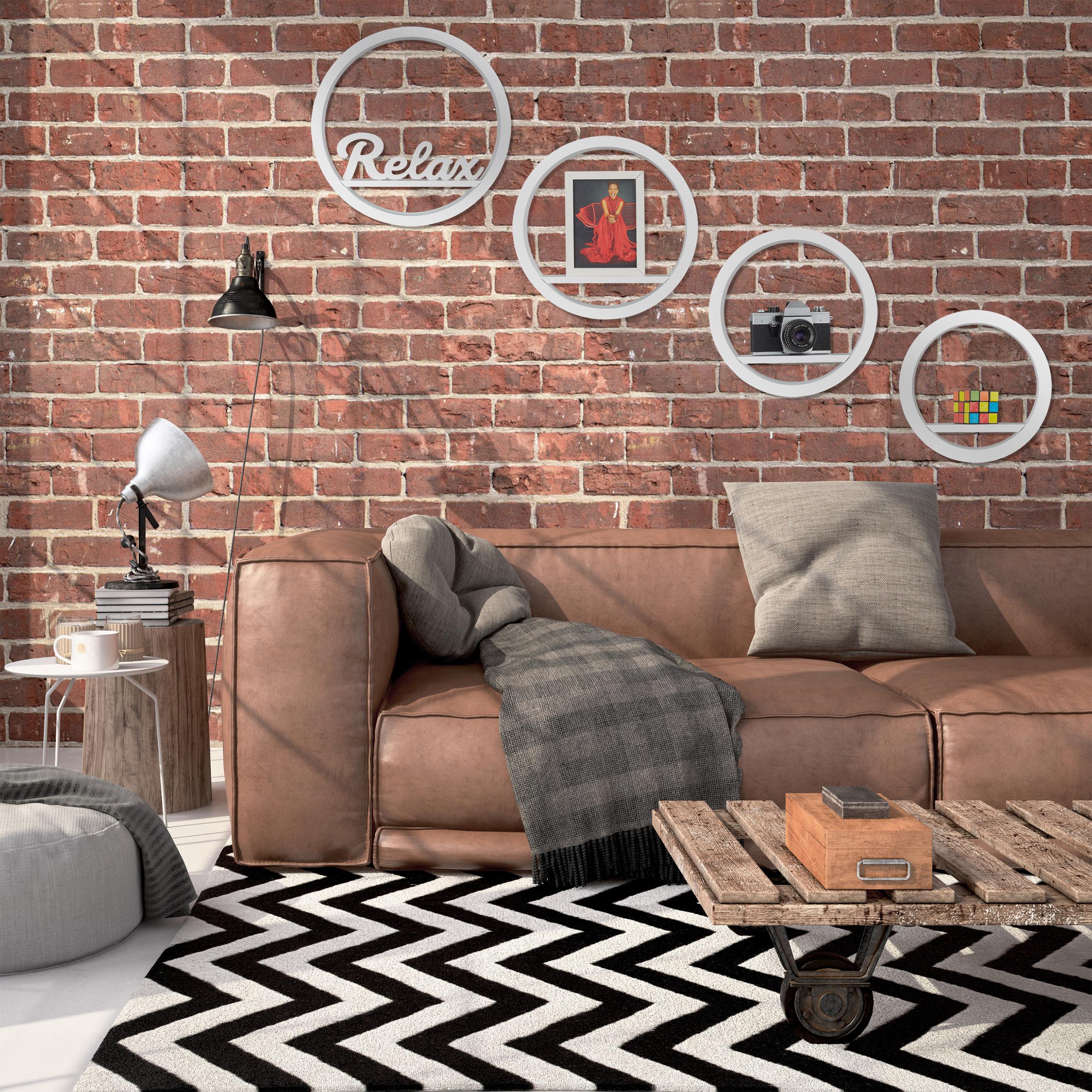 Wandregal rund, 4er Set Wandboard, Schweberegale, Wandablagen