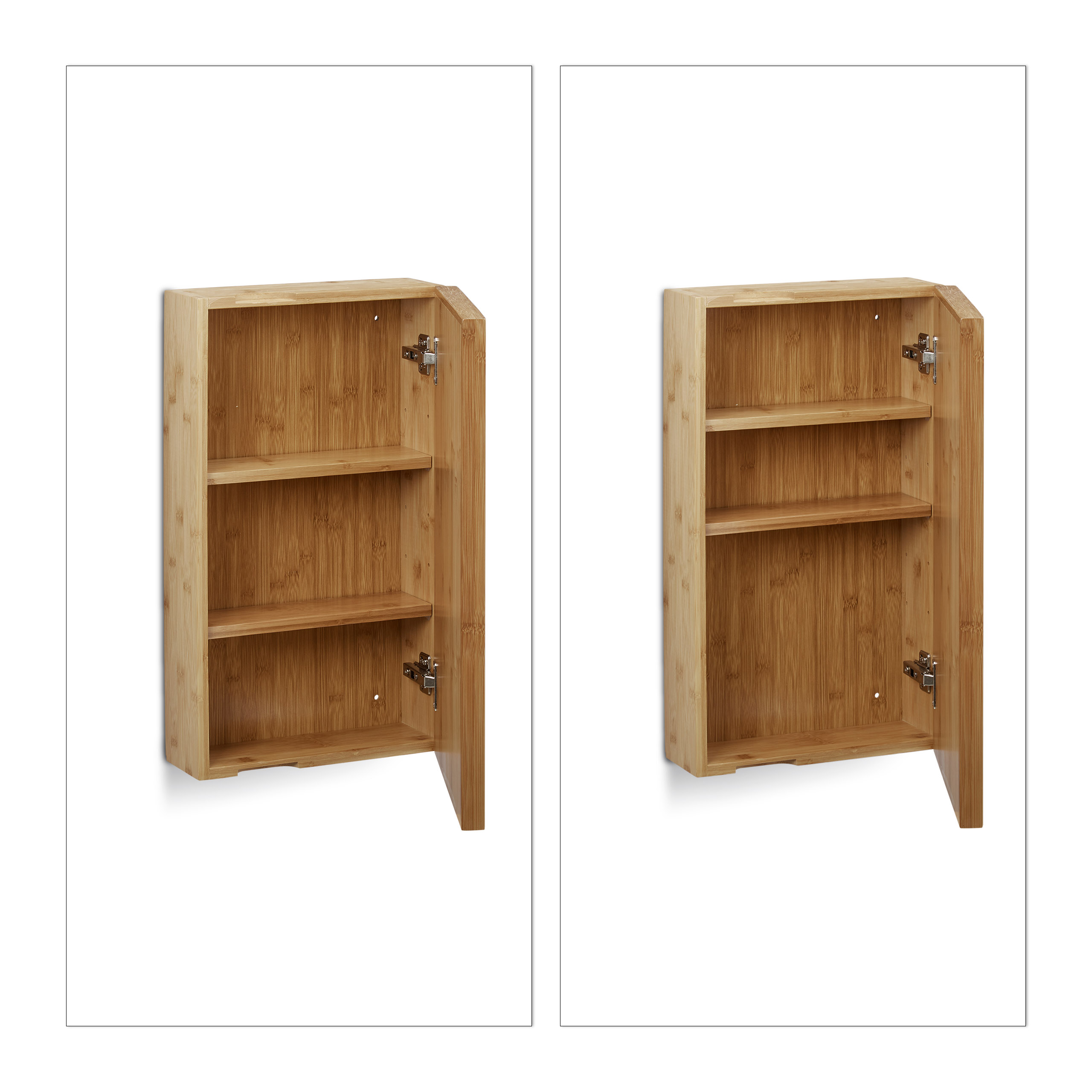 Bad Spiegelschrank, Wandschrank eintürig, Bambus Hängeschrank, hoher