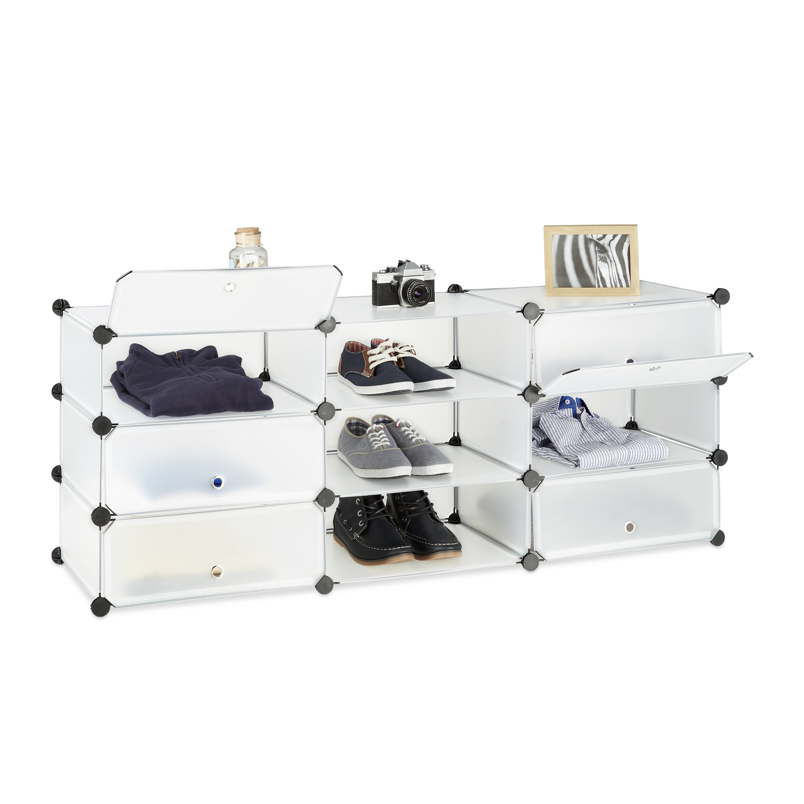 Schuhschrank 10 Fächer Schuhregal groß Regalsystem mit Türen Schuhschrank 10 Fächer Schuhregal groß Regalsystem mit Türen