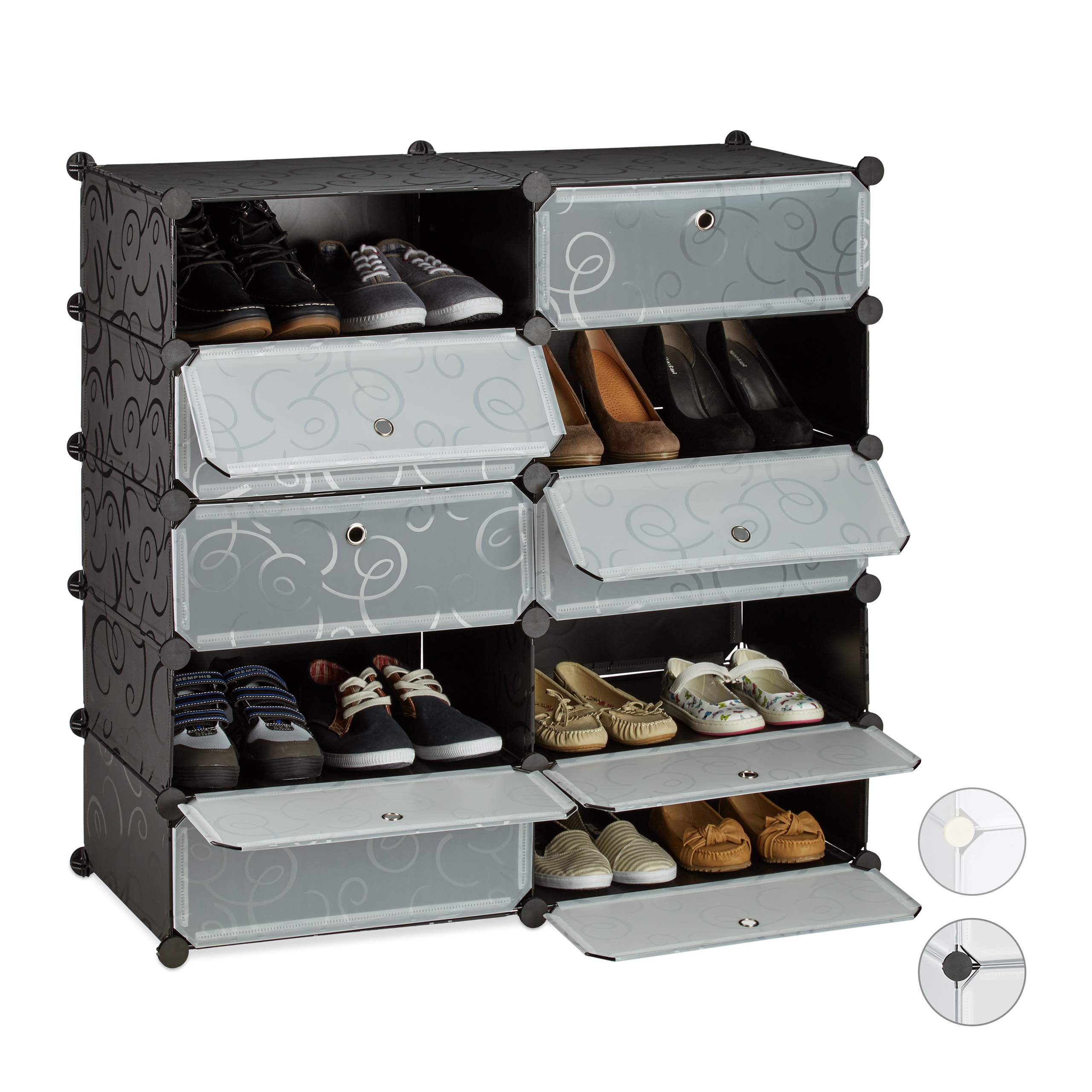 Schuhschrank 10 Fächer Schuhregal groß Regalsystem mit Türen Steckregal