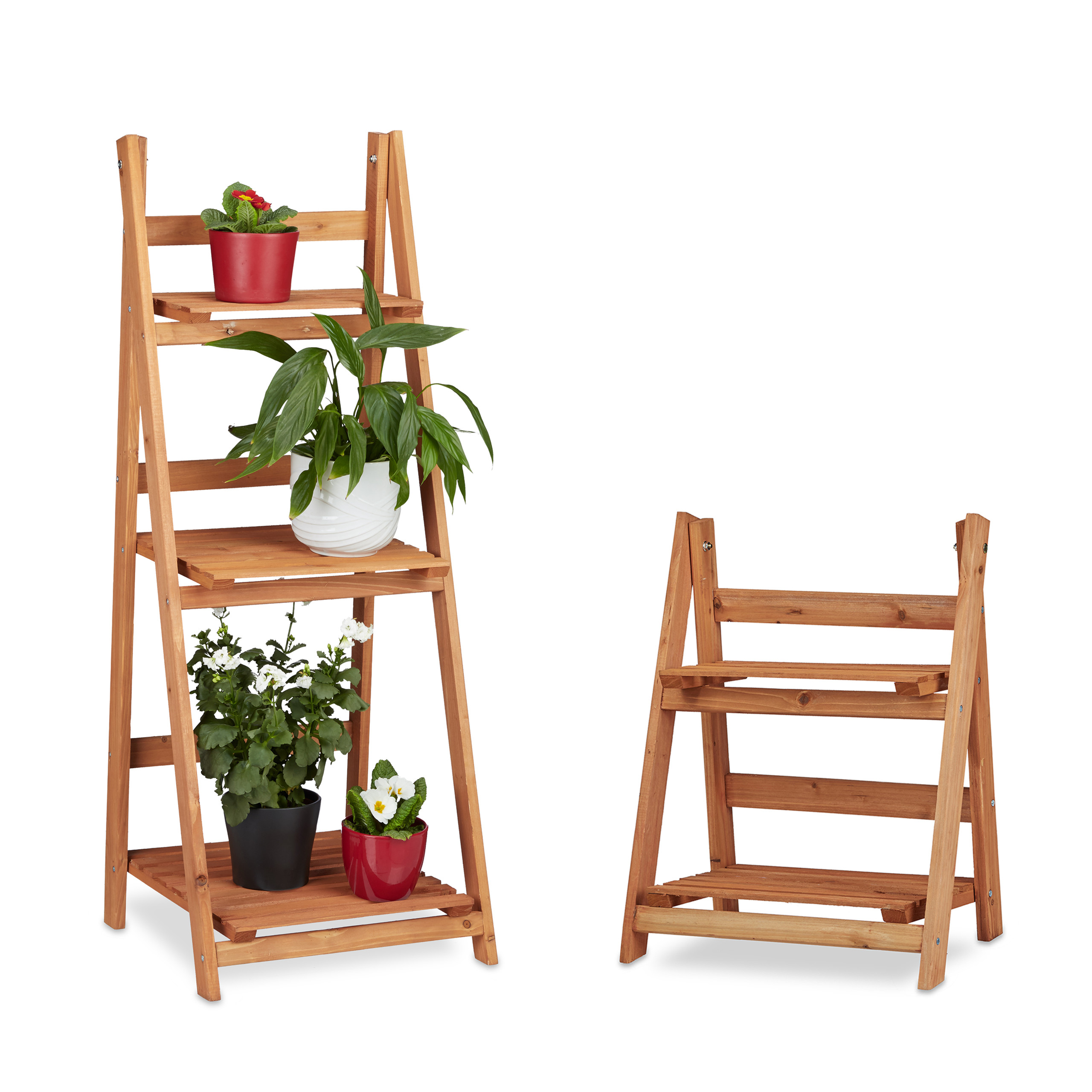 Blumen Treppe 2 tlg Blumentreppe Set Blumenständer Pflanzentreppe Leiterregal Holz