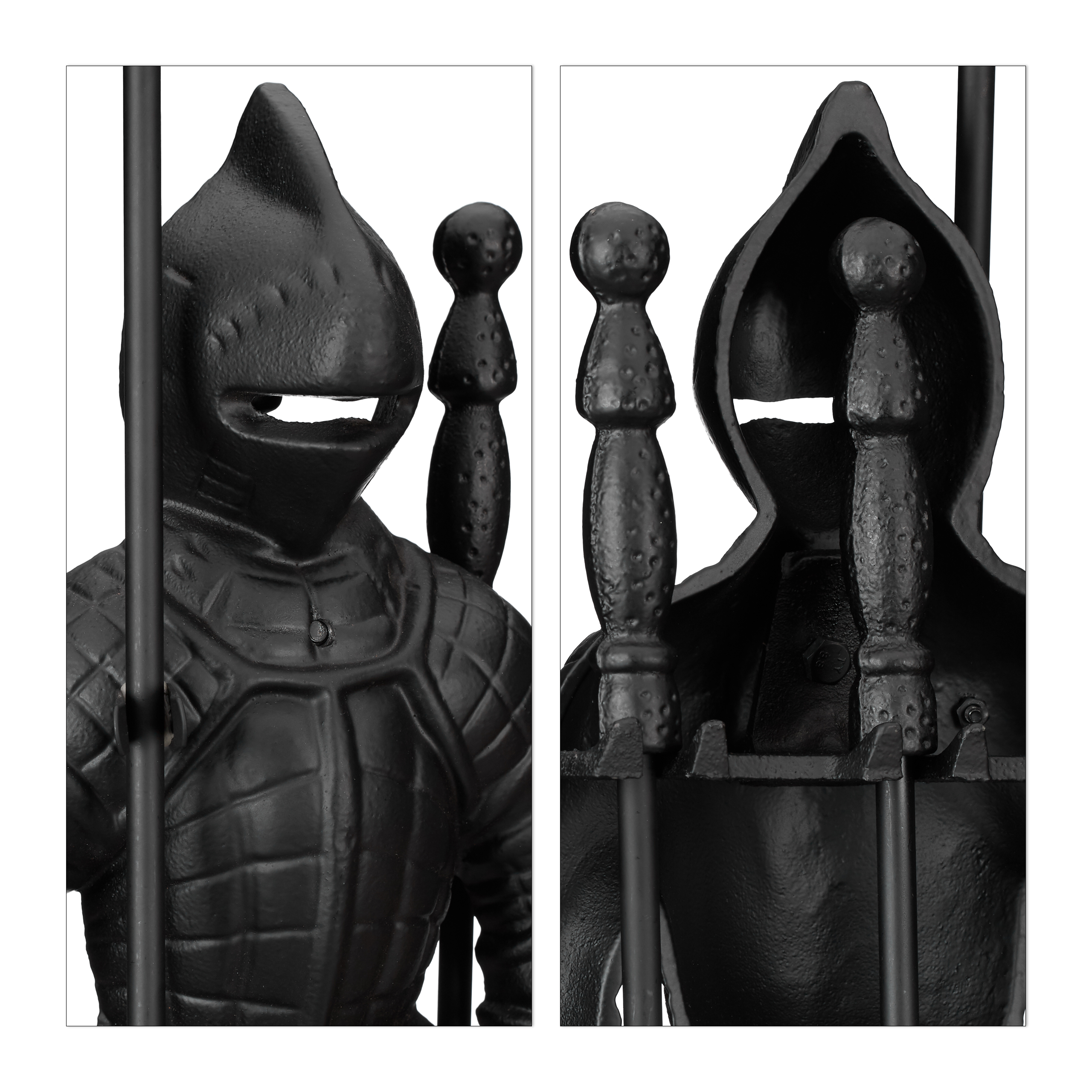 Kaminbesteck Ritter Ofenbesteck schwarz Kamingarnitur Gusseisen