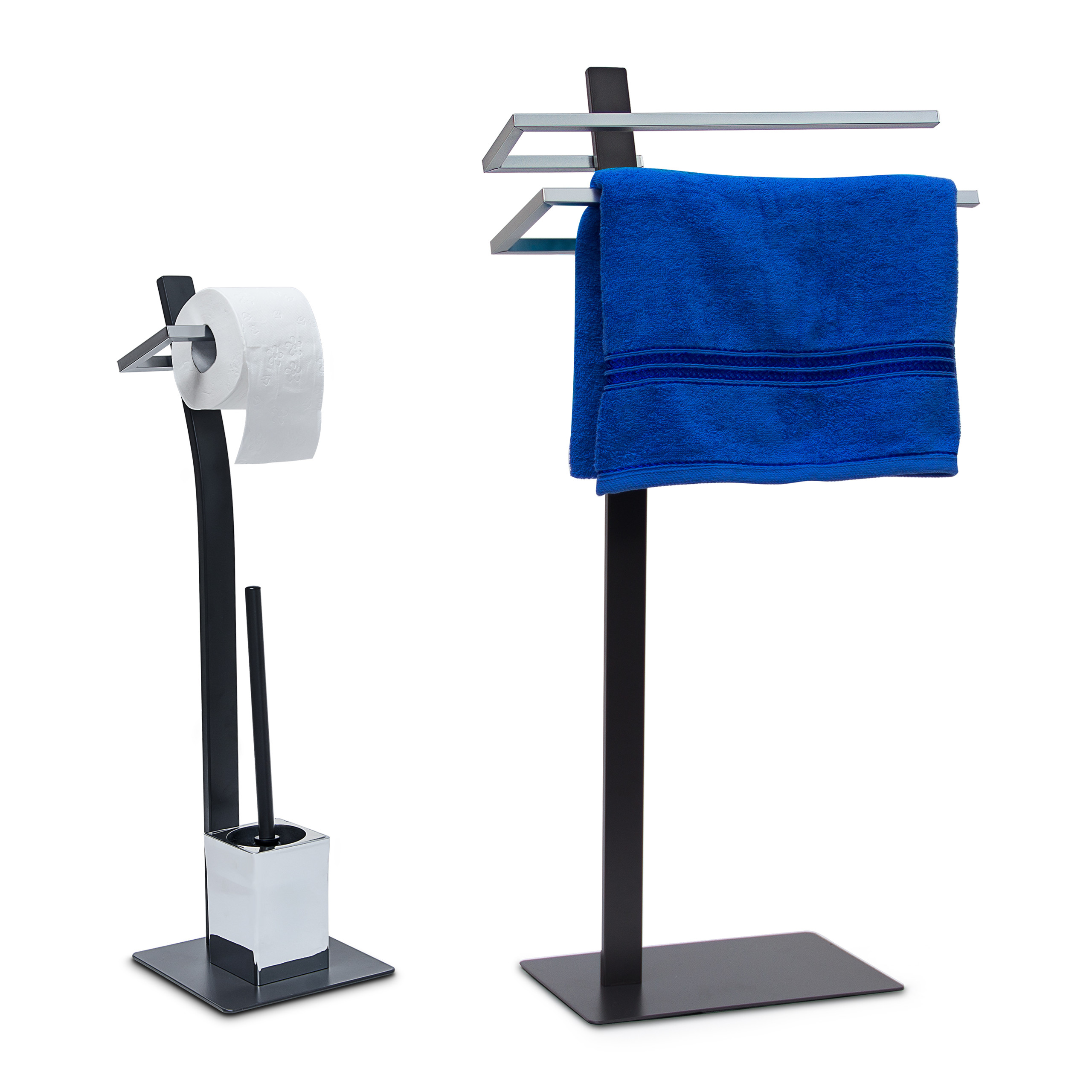 2 tlg Badezimmer Set GRAO Handtuchständer Toilettenbürstenhalter