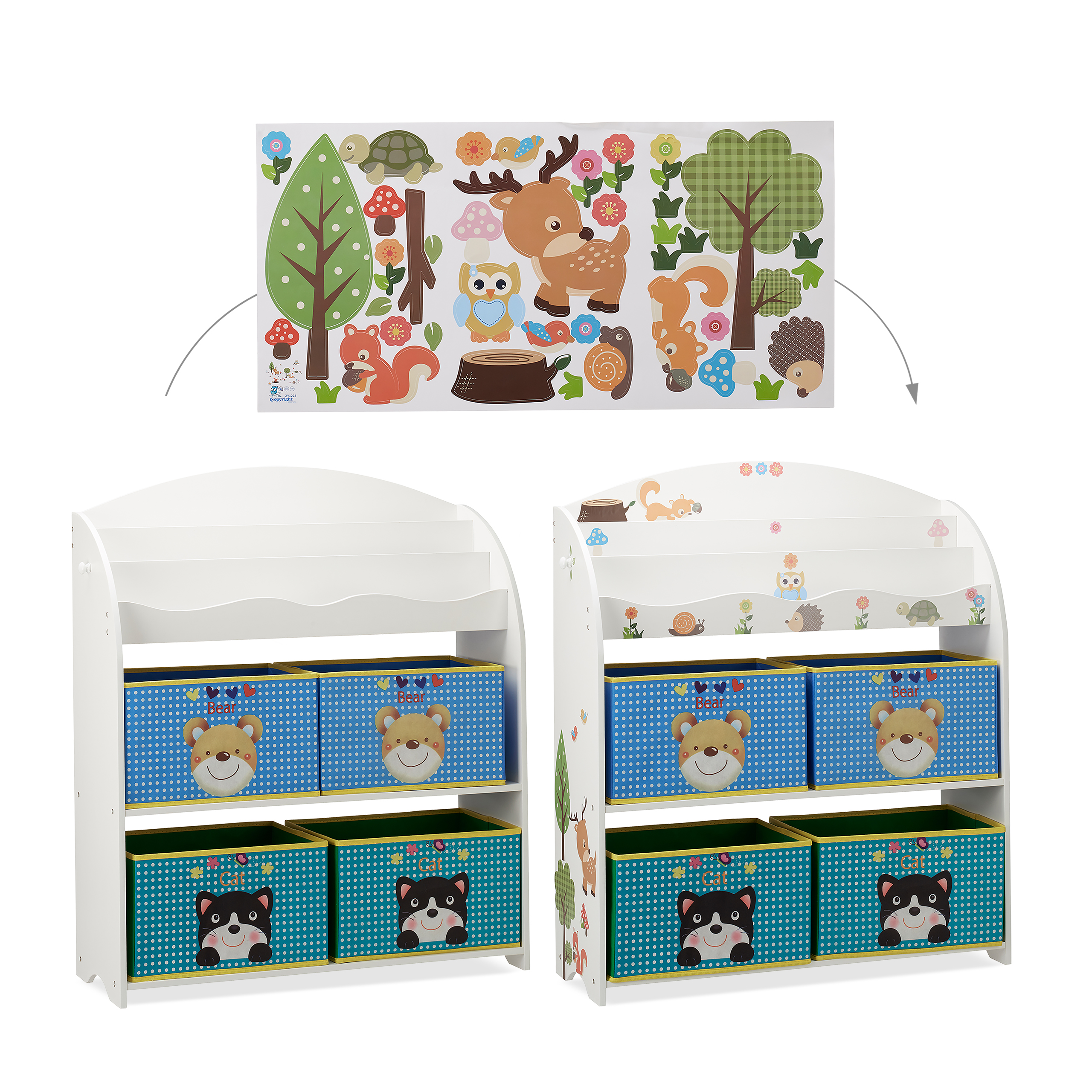 Kinderregal Spielzeugablage Aufbewahrungsboxen Tiermotive