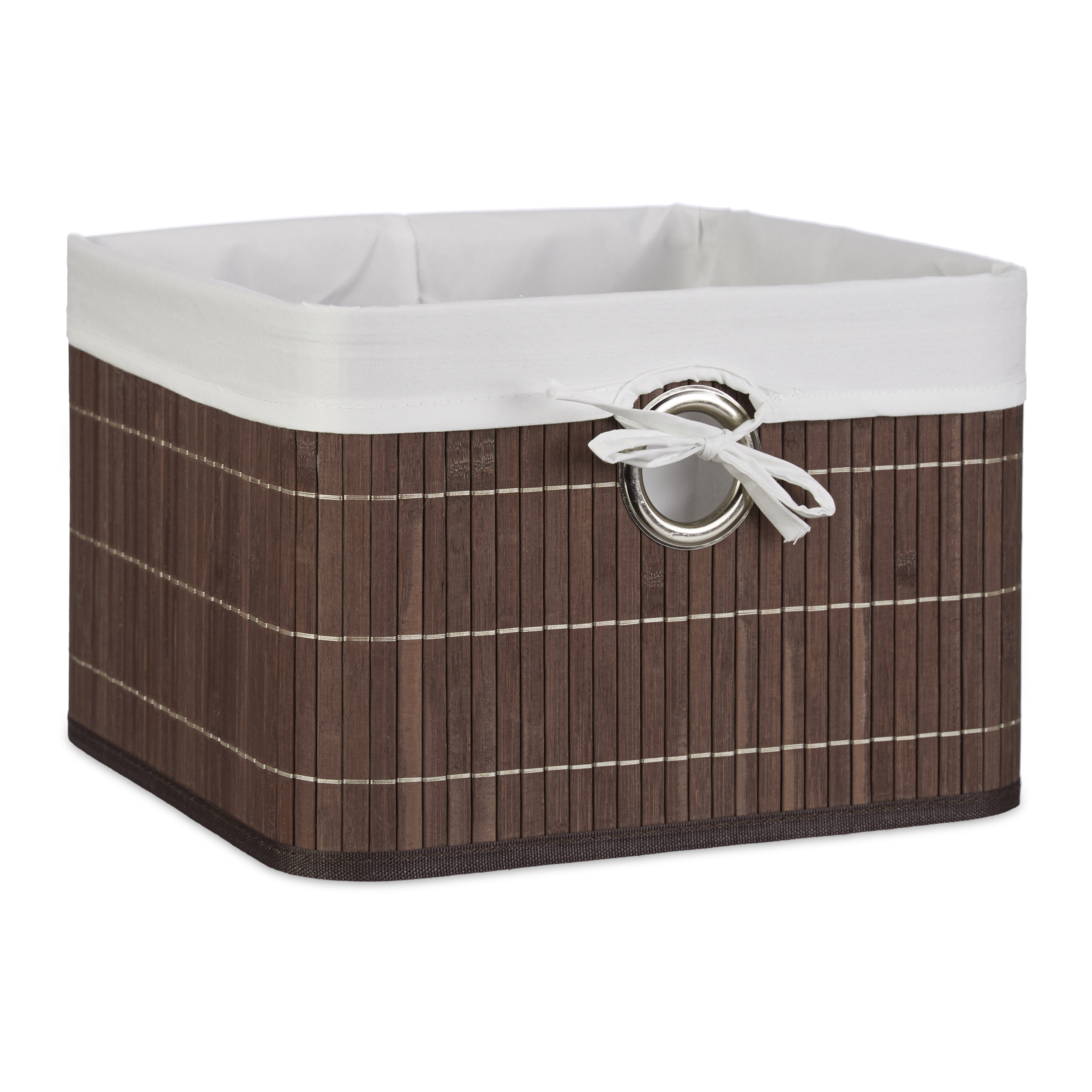 3er Set Aufbewahrungskorb Bambus Faltbox dunkelbraun Regalkorb