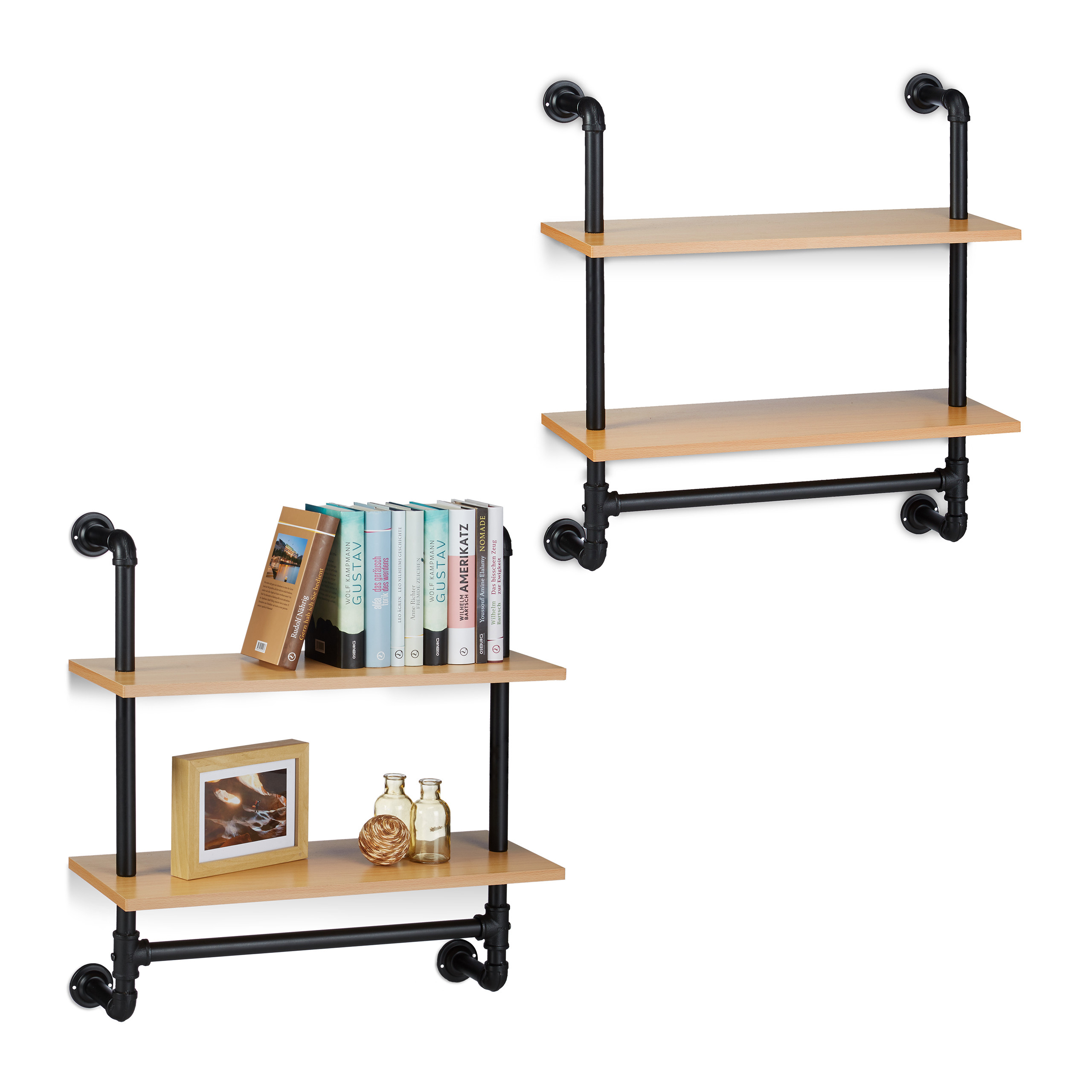 2 tlg. Wandregal Set Bücherregal Aufbewahrungsregal Wandmontage Regal 2