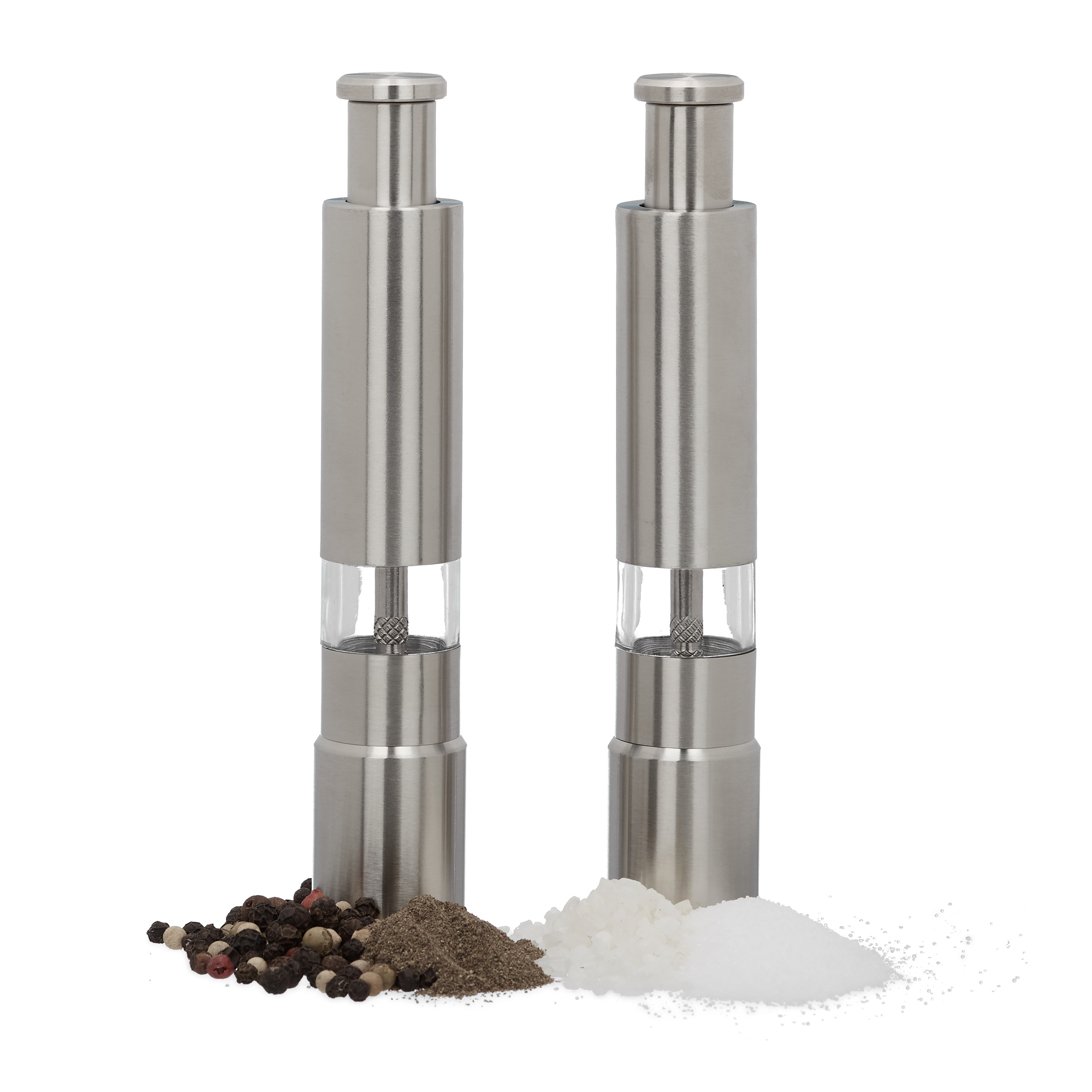 Manuelle Pfeffermühle 2er Set Silber Salzmühle Gewürzmühle ...