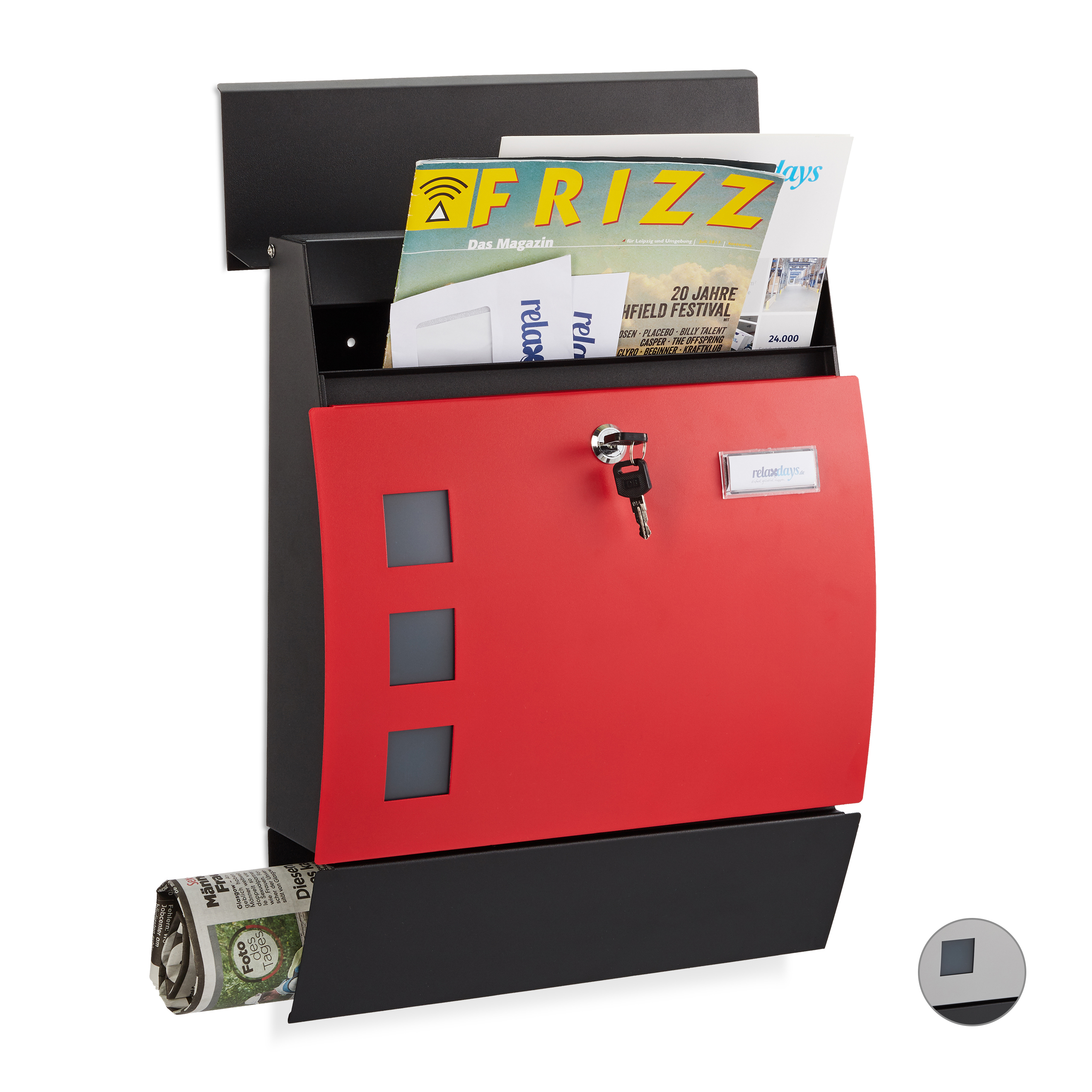 Mailbox mit Schloss Postkasten DIN A4 Postbox modernes Design Briefkasten