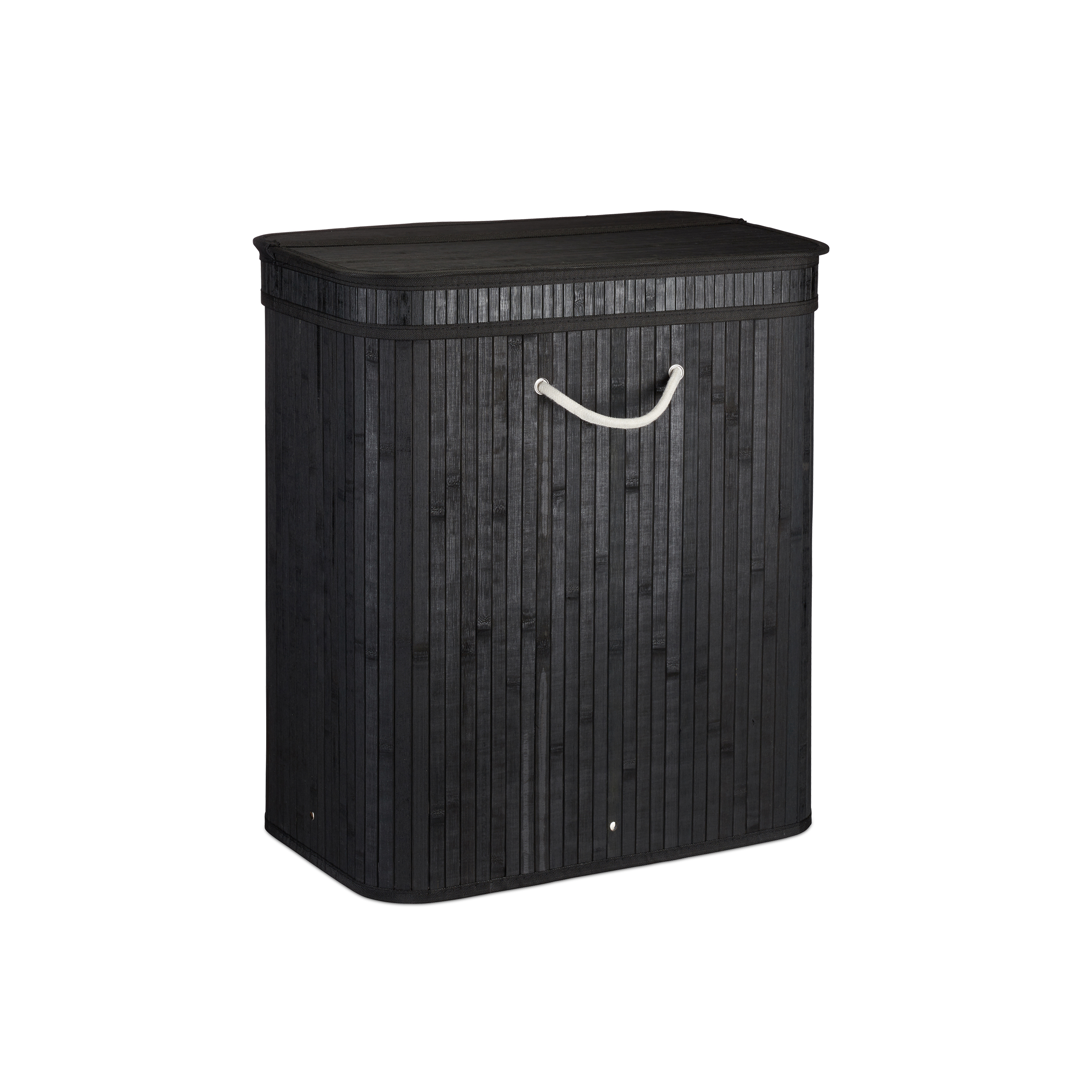 Wäschekorb mit Deckel 2 Fächer Bambus Wäschesammler Wäschetrenner