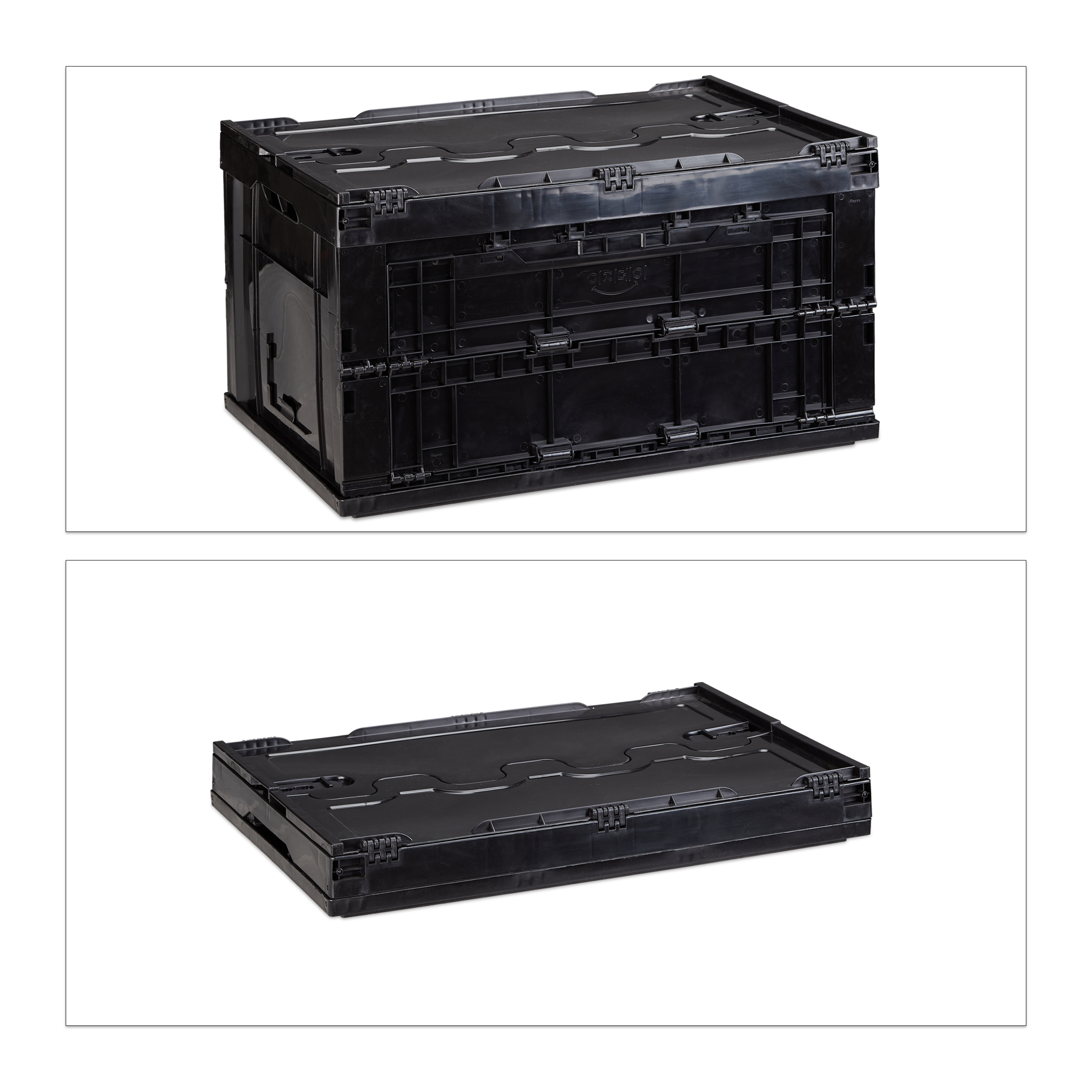 8x Faltbox mit Deckel im Set Klappbox stapelbar 60 L Aufbewahrungsbox