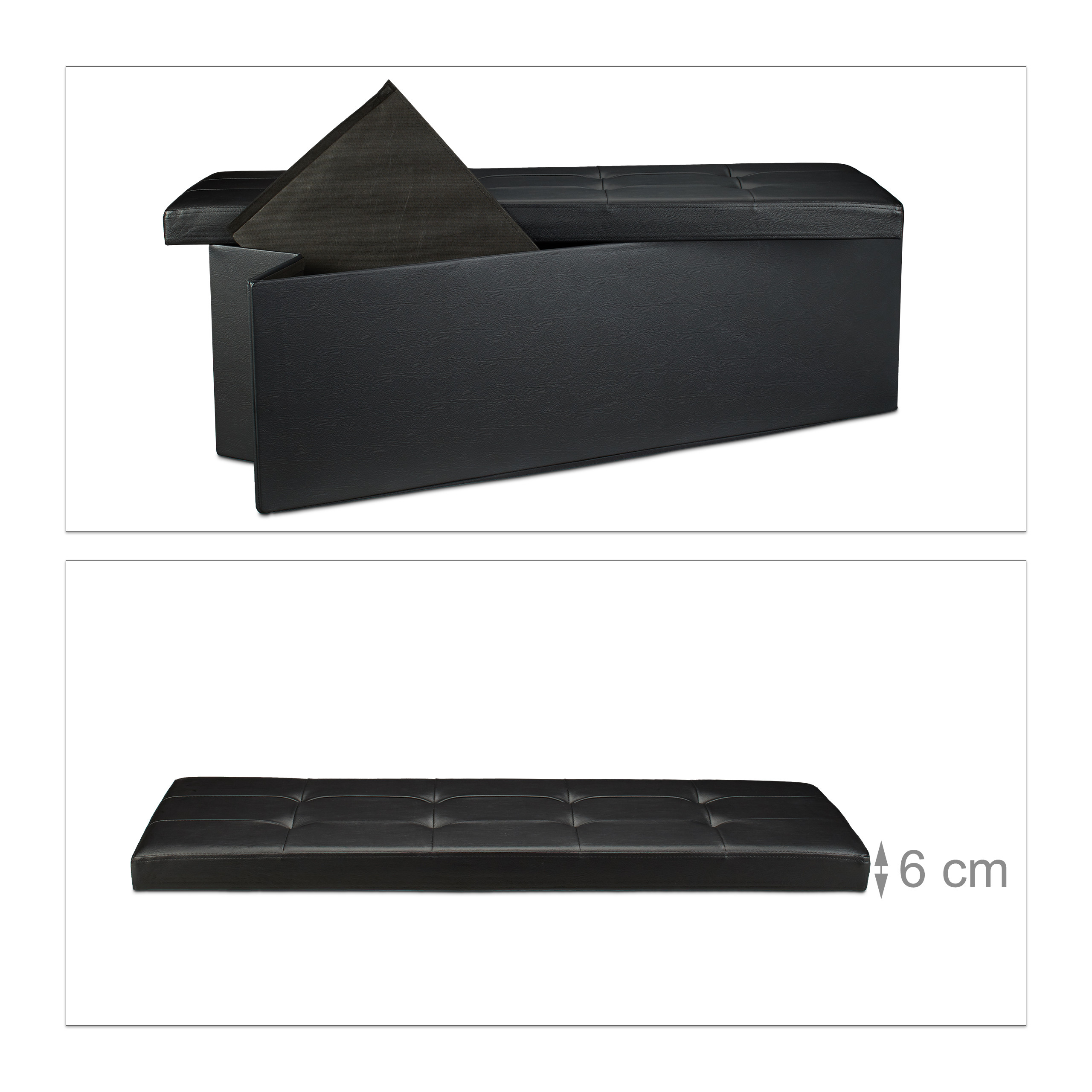 Faltbare Sitzbank Stauraum Kunstleder Aufbewahrungstruhe Sitzhocker 3