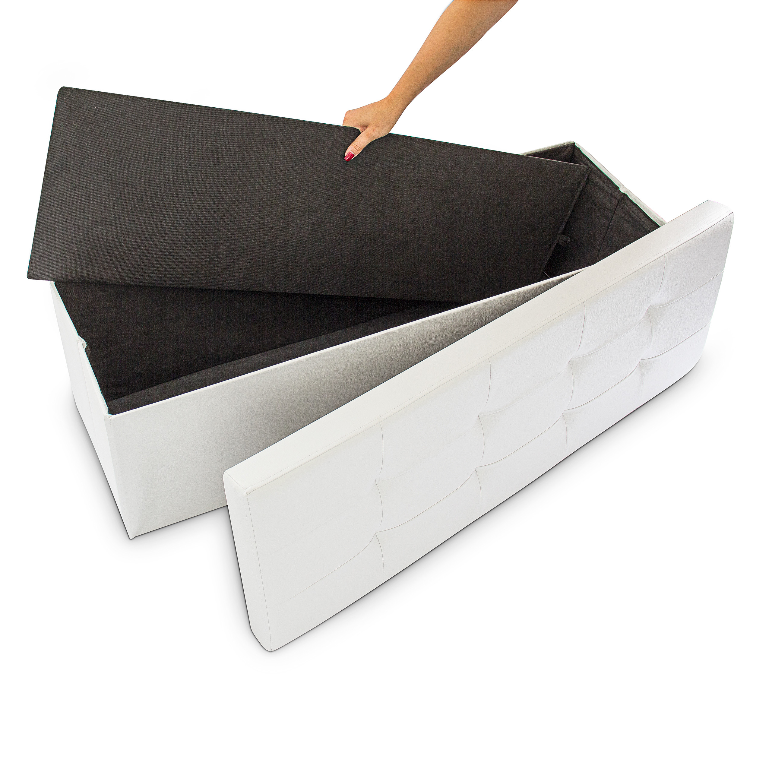 Faltbare Sitzbank Stauraum Kunstleder Aufbewahrungstruhe Sitzhocker 3